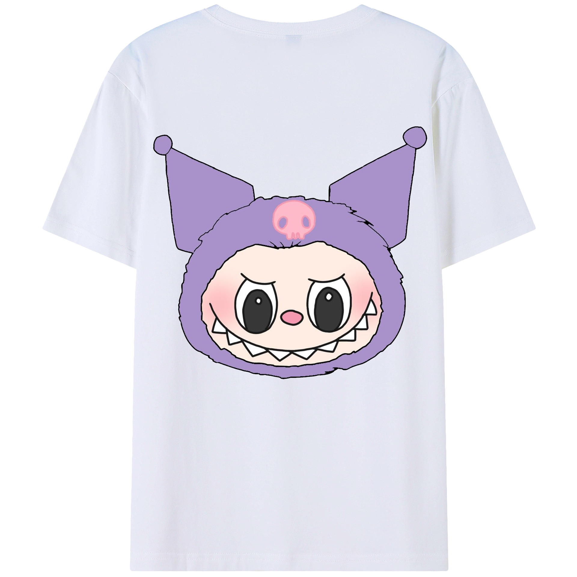 サンリオクロミ&LABUBU ラブブ - レディース半袖Tシャツ ・ 綿100％ ・ バックプリント ・ 強化クルーネック ・ 二重折り袖口 ・ 快適 通気性 ・ フィットネス カジュアル 旅行用