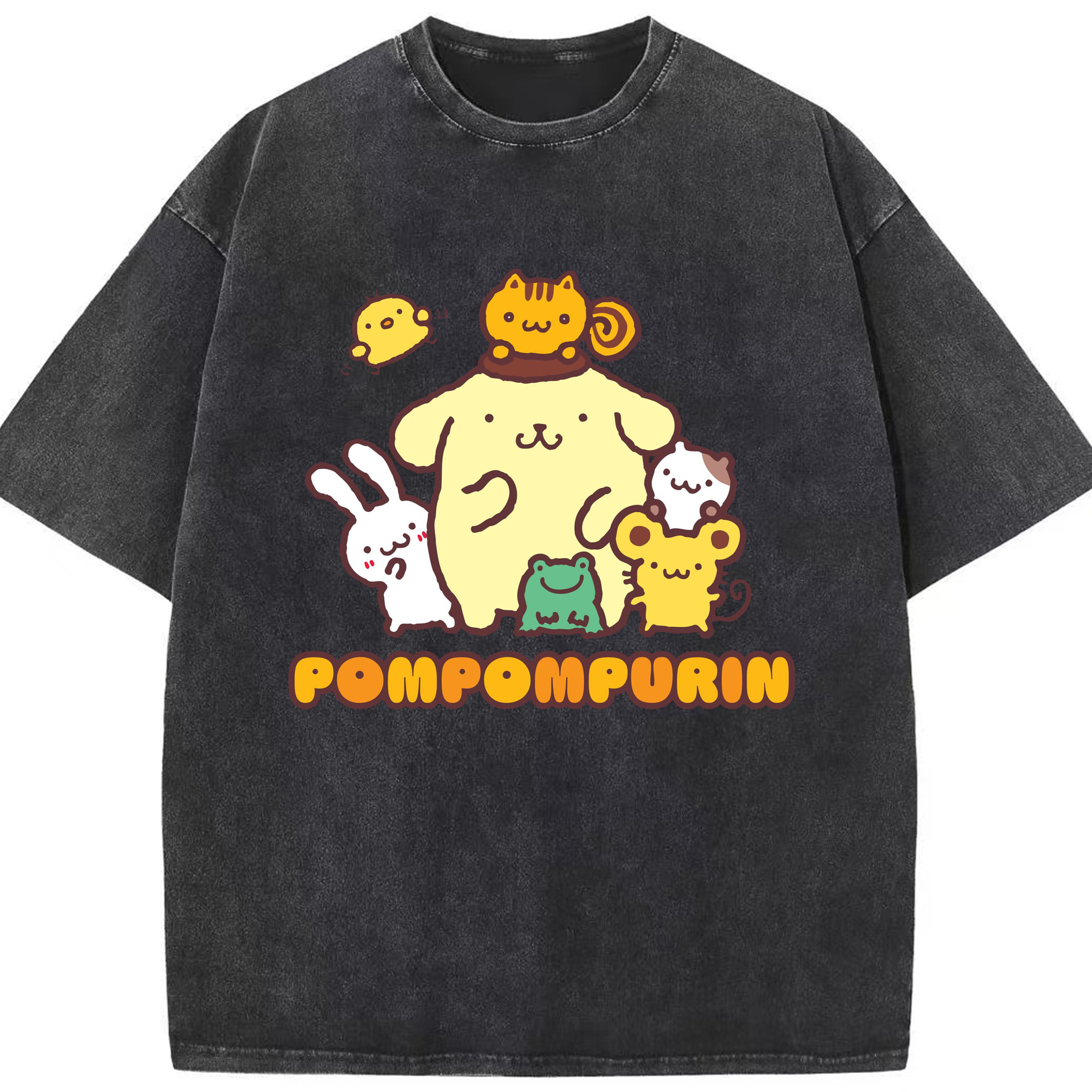 サンリオ - 綿100％ ヴィンテージ風 半袖Tシャツ ・ フロントプリント ・ 柔らか肌触り ・ 通気性 快適 ・ スポーツ カジュアル 外出用