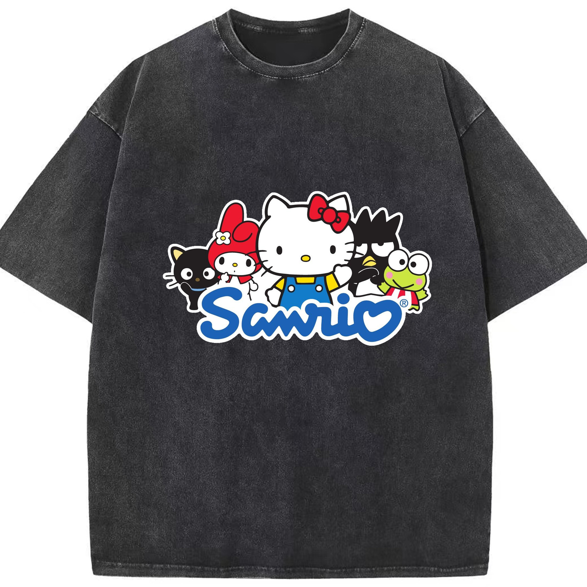 サンリオ - 綿100％ ヴィンテージ風 半袖Tシャツ ・ フロントプリント ・ 柔らか肌触り ・ 通気性 快適 ・ スポーツ カジュアル 外出用