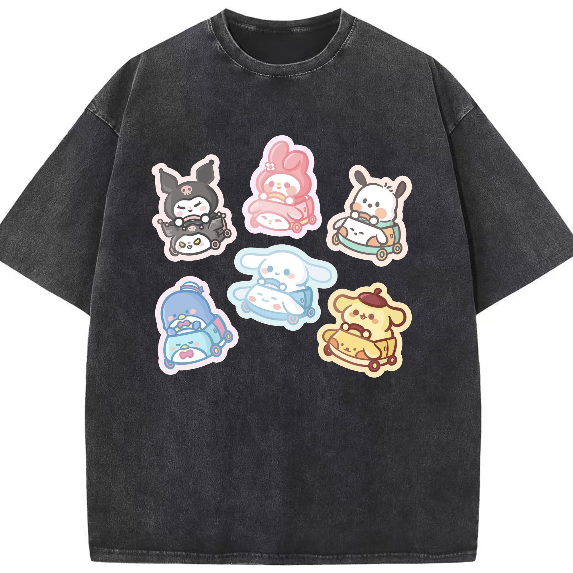 サンリオ - 綿100％ ヴィンテージ風 半袖Tシャツ ・ フロントプリント ・ 柔らか肌触り ・ 通気性 快適 ・ スポーツ カジュアル 外出用