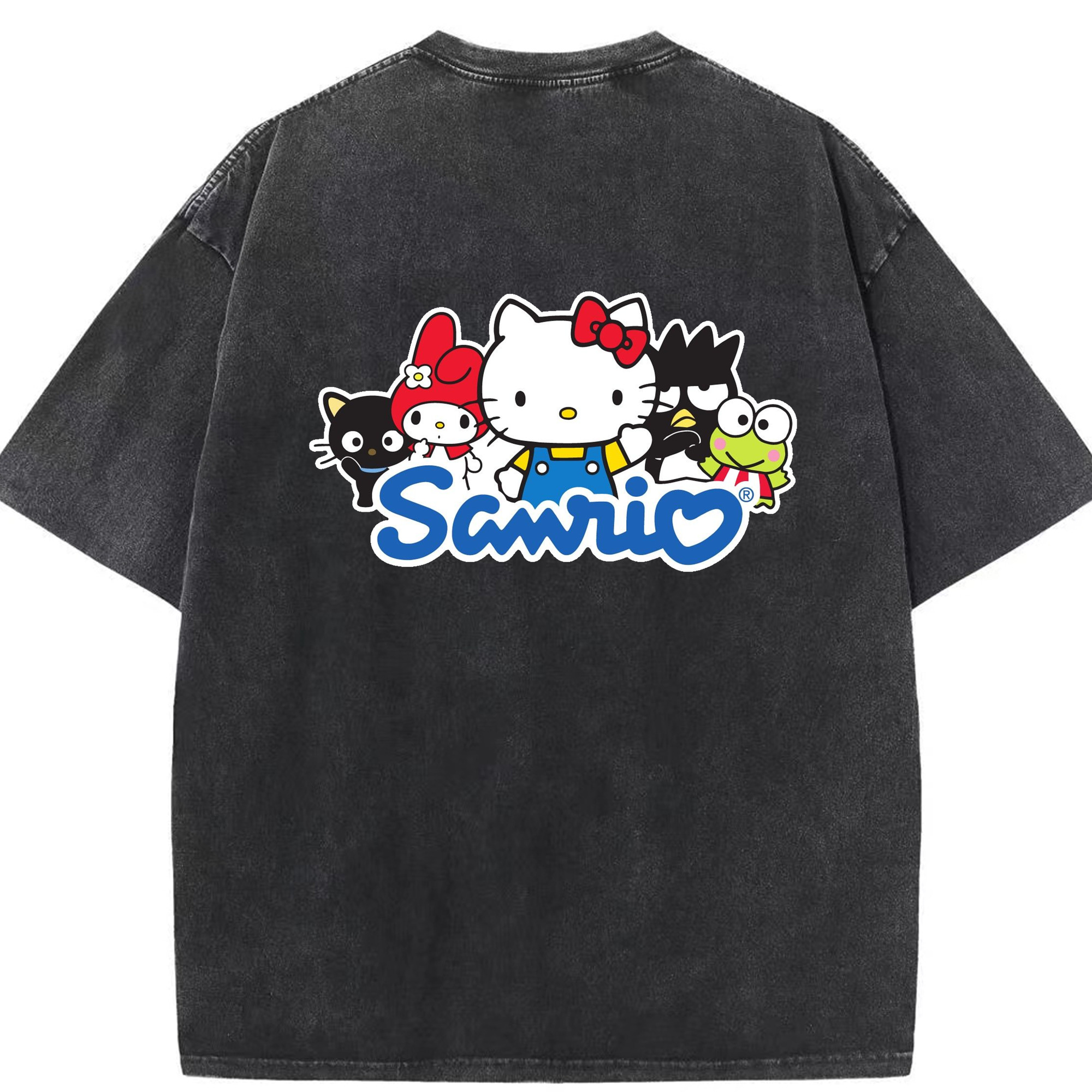 サンリオ - 綿100％ ヴィンテージ風 半袖Tシャツ ・ 背面プリント ・ 柔らか肌触り ・ 通気性 快適 ・ スポーツ カジュアル 外出用
