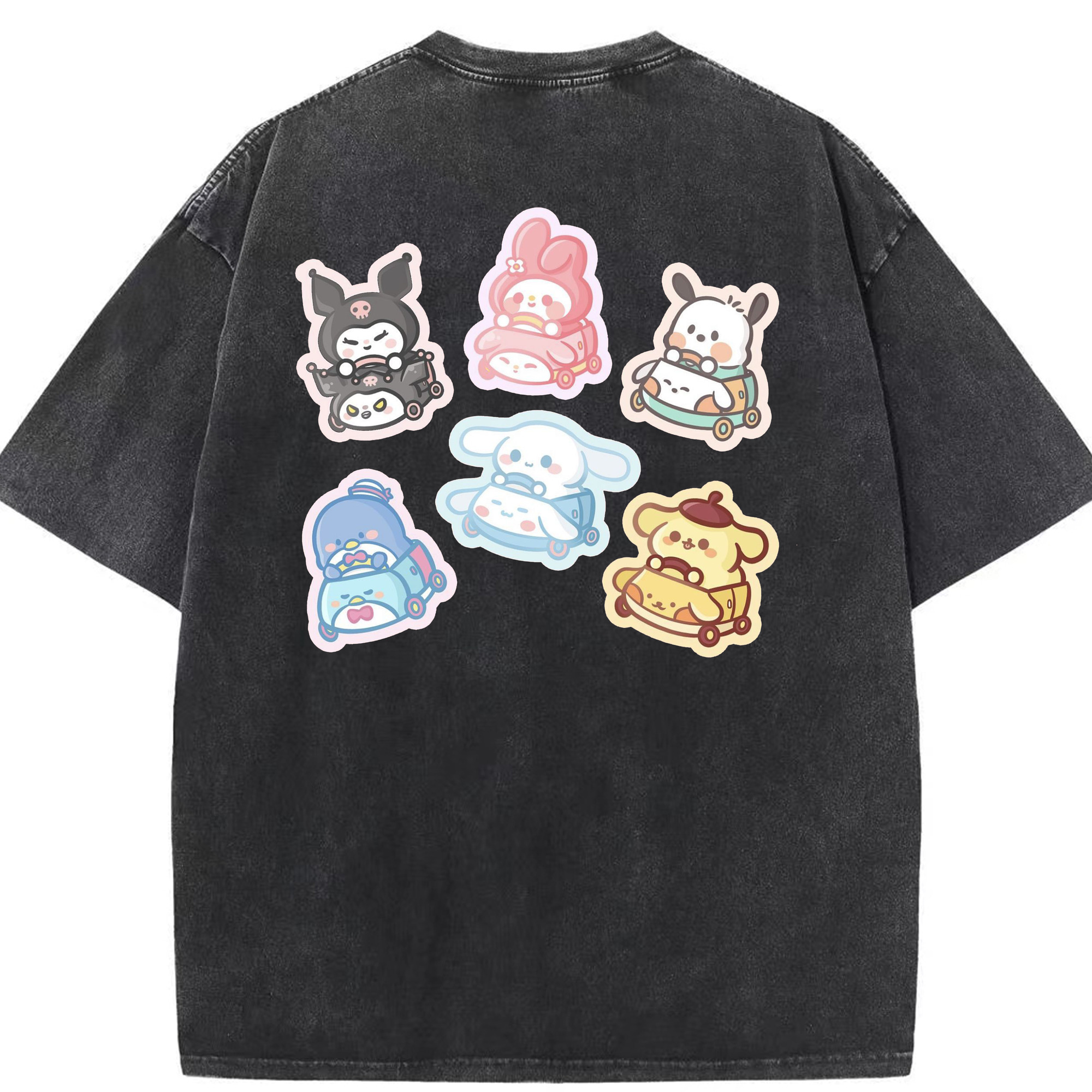 サンリオ - 綿100％ ヴィンテージ風 半袖Tシャツ ・ 背面プリント ・ 柔らか肌触り ・ 通気性 快適 ・ スポーツ カジュアル 外出用