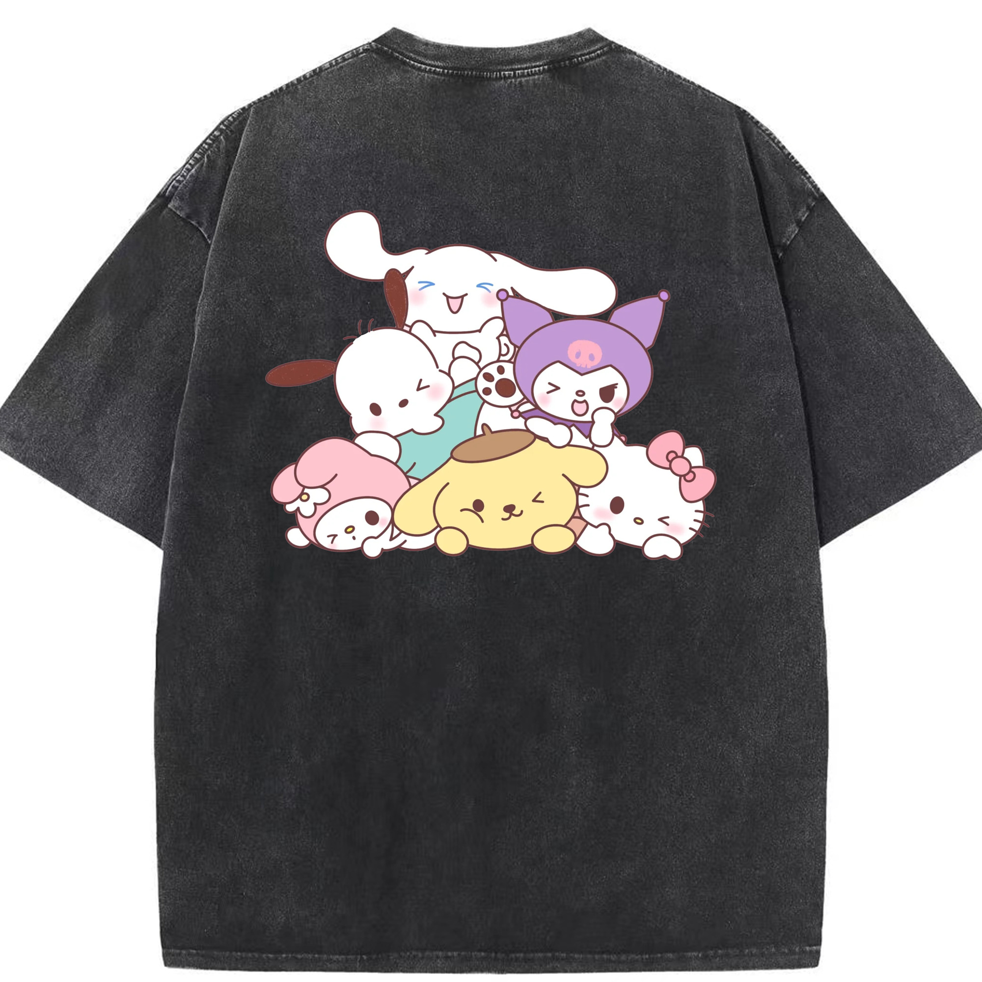 サンリオ - 綿100％ ヴィンテージ風 半袖Tシャツ ・ 背面プリント ・ 柔らか肌触り ・ 通気性 快適 ・ スポーツ カジュアル 外出用