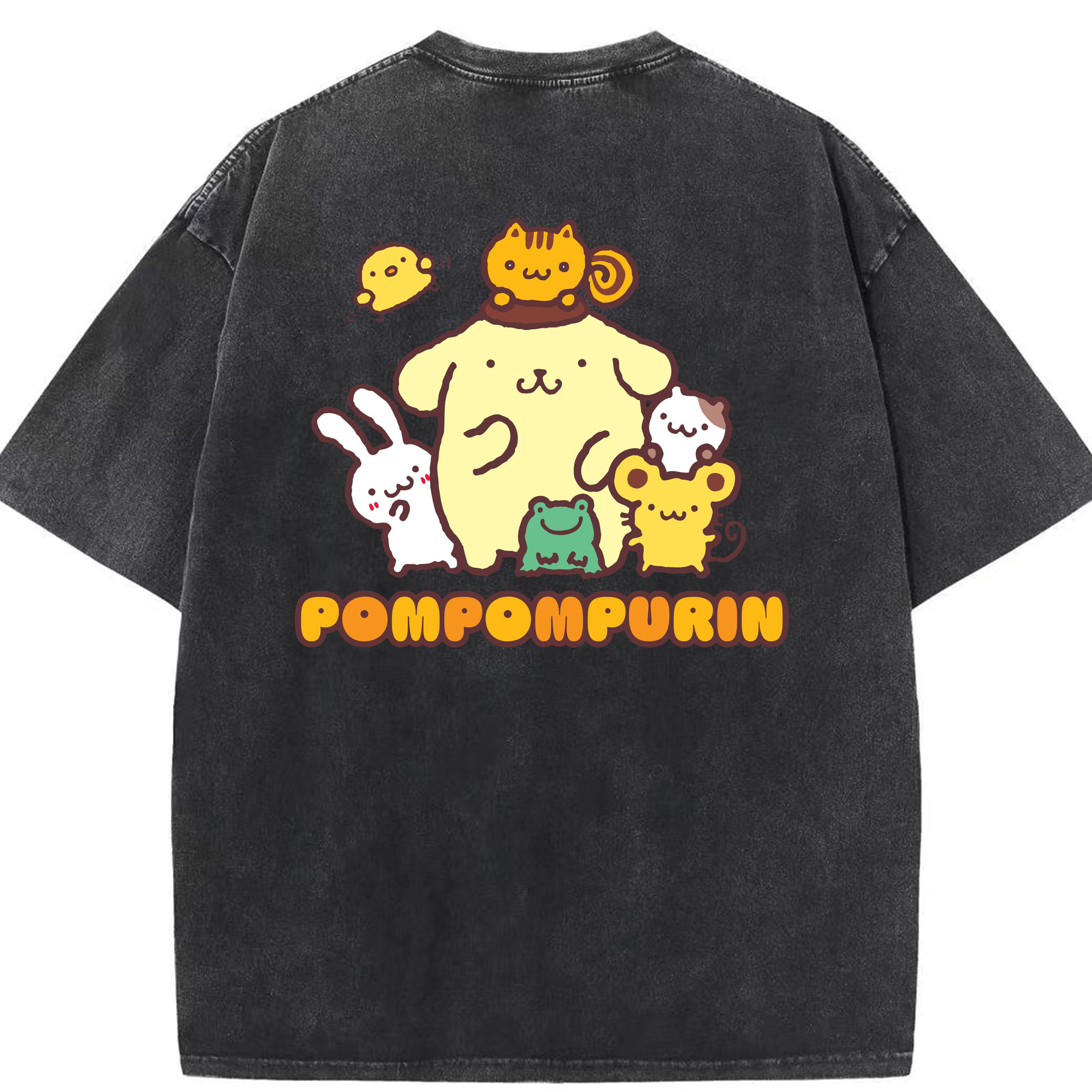 サンリオ - 綿100％ ヴィンテージ風 半袖Tシャツ ・ 背面プリント ・ 柔らか肌触り ・ 通気性 快適 ・ スポーツ カジュアル 外出用