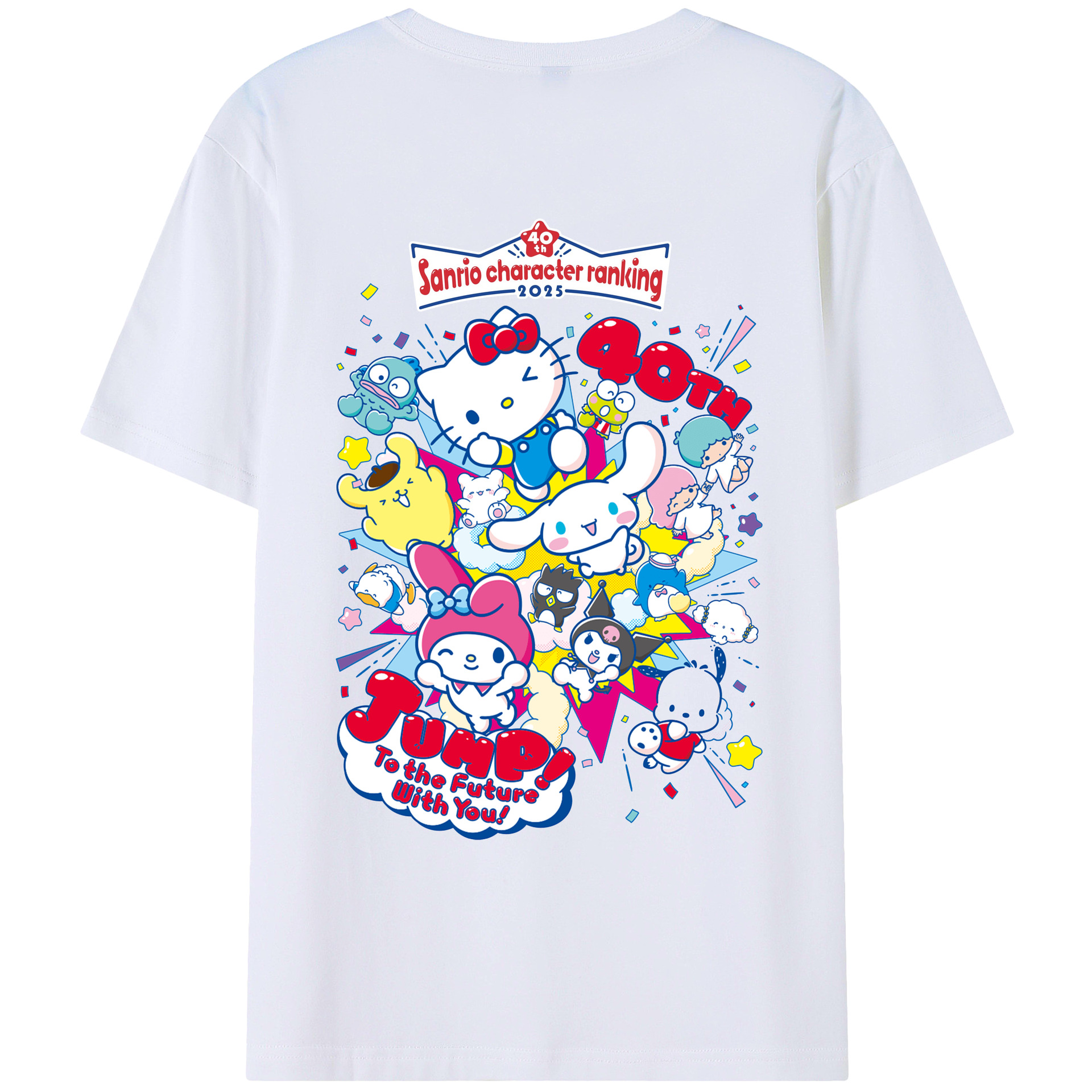 サンリオファミリー 2025年新作 - レディース半袖Tシャツ ・ 綿100％ ・ バックプリント ・ 強化クルーネック ・ 二重折り袖口 ・ 快適 通気性 ・ フィットネス カジュアル 旅行用