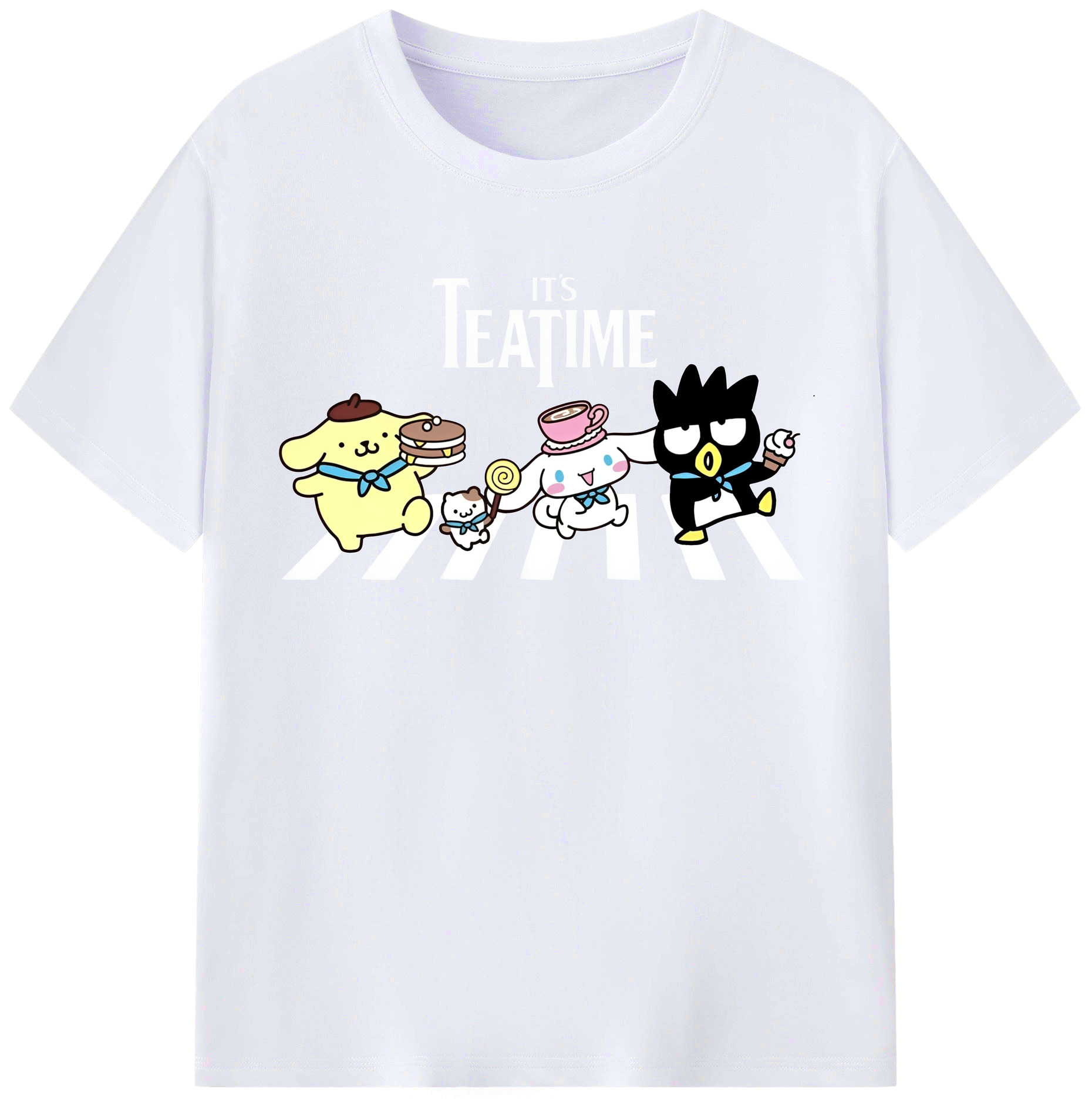 サンリオ - レディースカジュアルプリントTシャツ ・ 綿100％ ・ クルーネック ・ フロントプリント ・ 柔らかく快適 ・ フィットネス カジュアル 旅行用