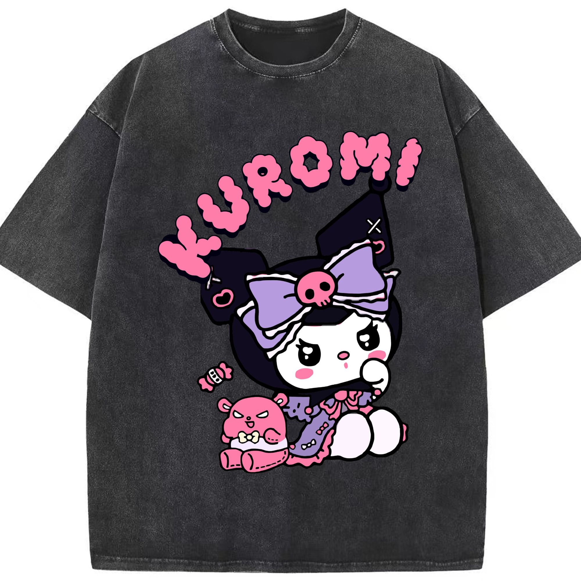 サンリオクロミ - 綿100％ ヴィンテージ風 半袖Tシャツ ・ フロントプリント ・ 柔らか肌触り ・ 通気性 快適 ・ スポーツ カジュアル 外出用