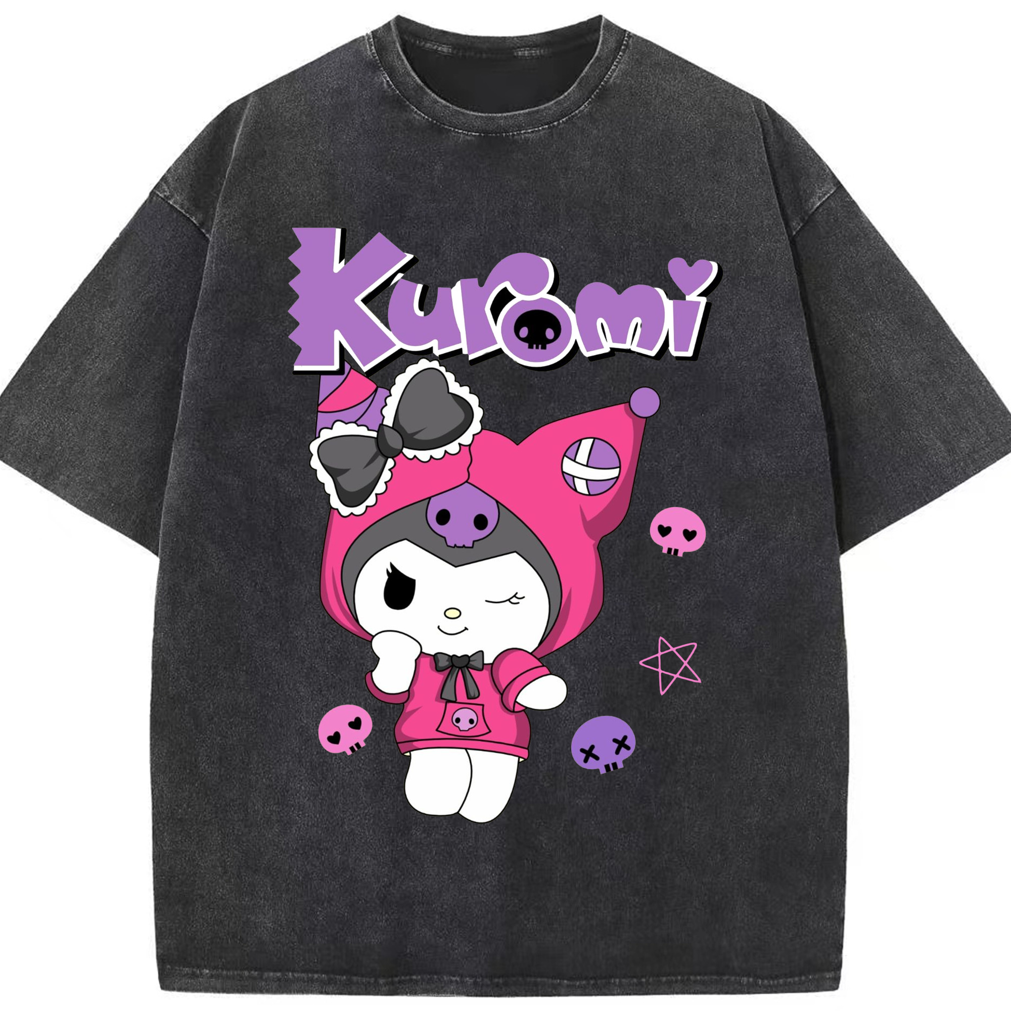 サンリオクロミ - 綿100％ ヴィンテージ風 半袖Tシャツ ・ フロントプリント ・ 柔らか肌触り ・ 通気性 快適 ・ スポーツ カジュアル 外出用