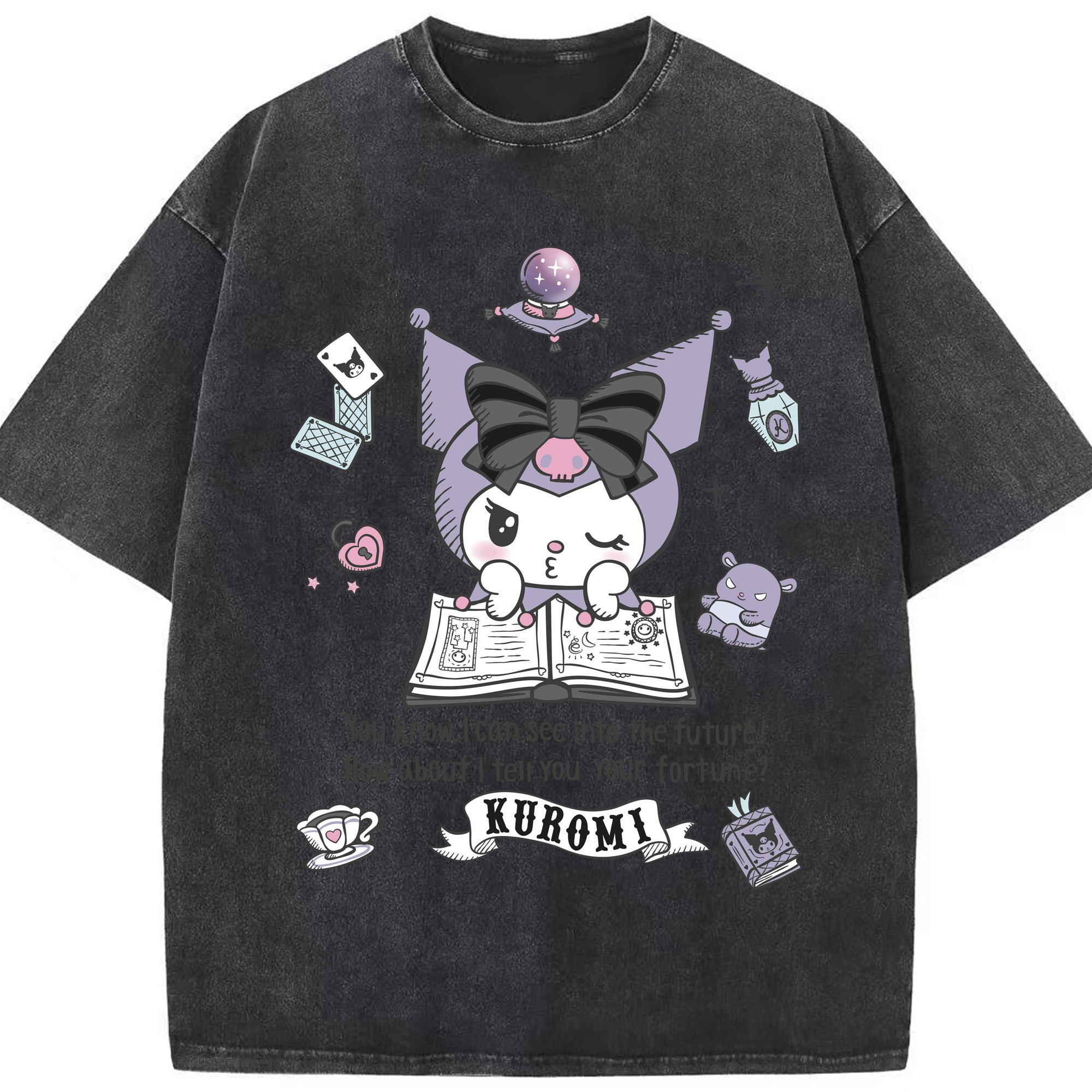 サンリオクロミ - 綿100％ ヴィンテージ風 半袖Tシャツ ・ フロントプリント ・ 柔らか肌触り ・ 通気性 快適 ・ スポーツ カジュアル 外出用