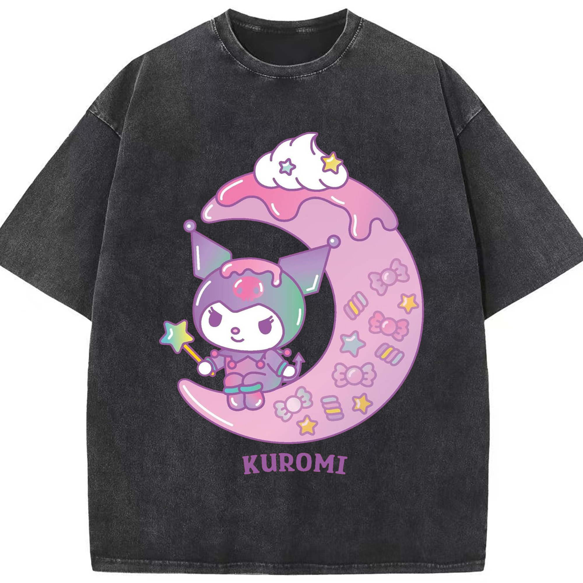 サンリオクロミ - 綿100％ ヴィンテージ風 半袖Tシャツ ・ フロントプリント ・ 柔らか肌触り ・ 通気性 快適 ・ スポーツ カジュアル 外出用