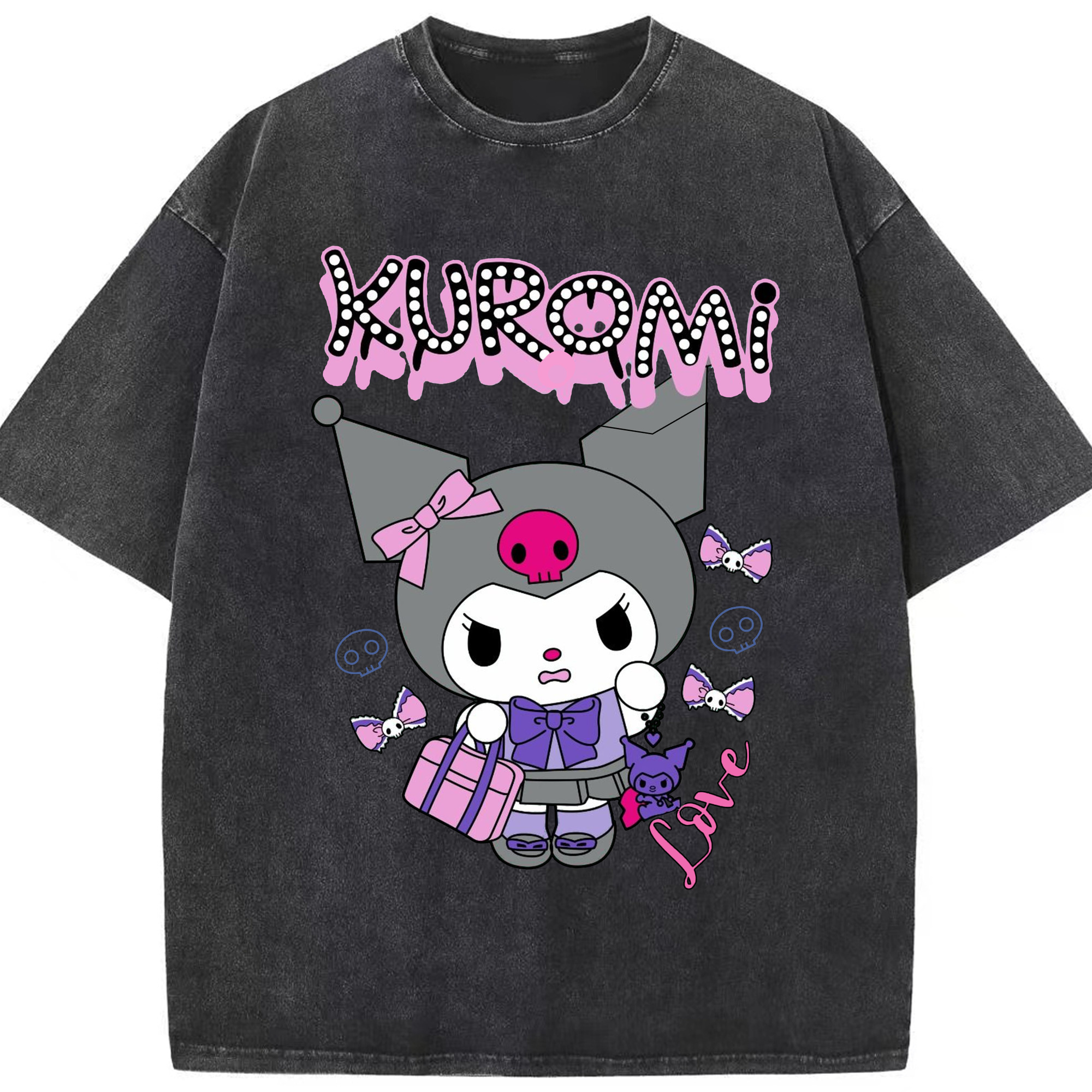 サンリオクロミ - 綿100％ ヴィンテージ風 半袖Tシャツ ・ フロントプリント ・ 柔らか肌触り ・ 通気性 快適 ・ スポーツ カジュアル 外出用