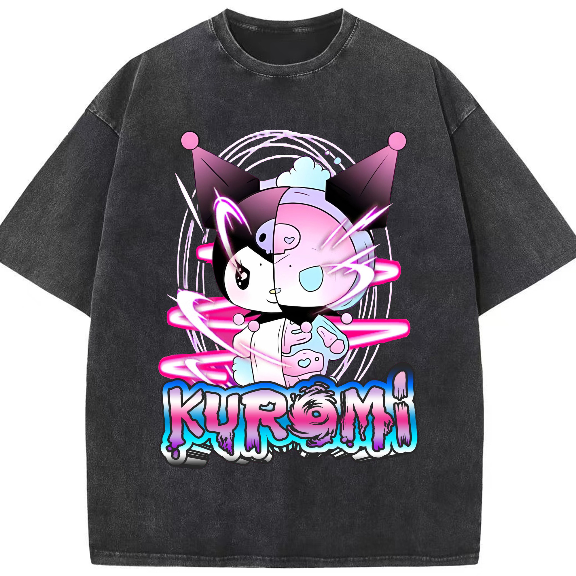 超クールなクロミ - 綿100％ ヴィンテージ風 半袖Tシャツ ・ フロントプリント ・ 柔らか肌触り ・ 通気性 快適 ・ スポーツ カジュアル 外出用