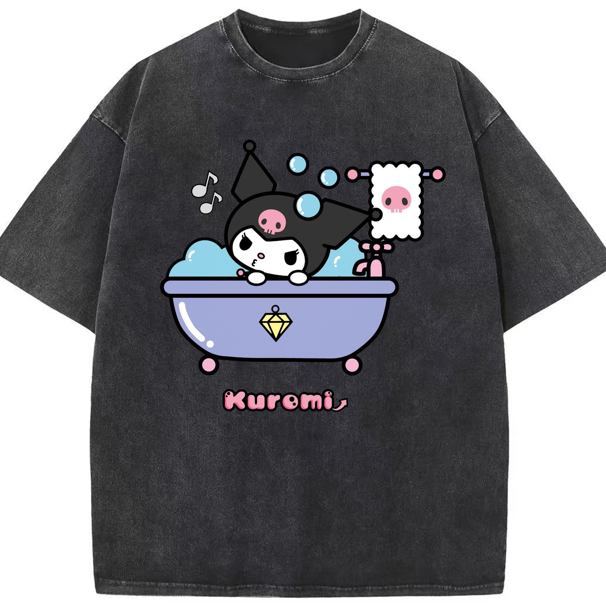 かわいいクロミ - 綿100％ ヴィンテージ風 半袖Tシャツ ・ フロントプリント ・ 柔らか肌触り ・ 通気性 快適 ・ スポーツ カジュアル 外出用
