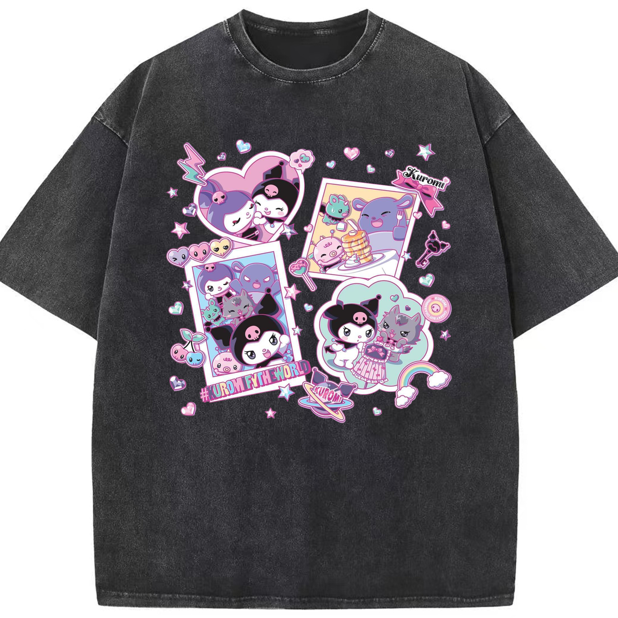 超クールなクロミ - 綿100％ ヴィンテージ風 半袖Tシャツ ・ フロントプリント ・ 柔らか肌触り ・ 通気性 快適 ・ スポーツ カジュアル 外出用