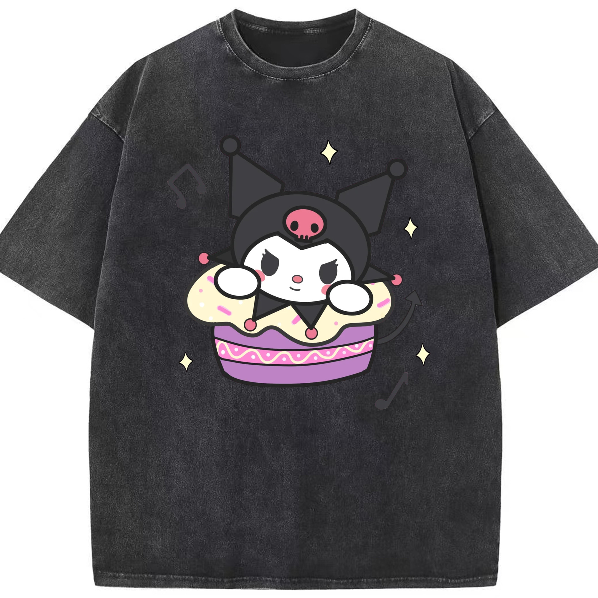 かわいいクロミ - 綿100％ ヴィンテージ風 半袖Tシャツ ・ フロントプリント ・ 柔らか肌触り ・ 通気性 快適 ・ スポーツ カジュアル 外出用