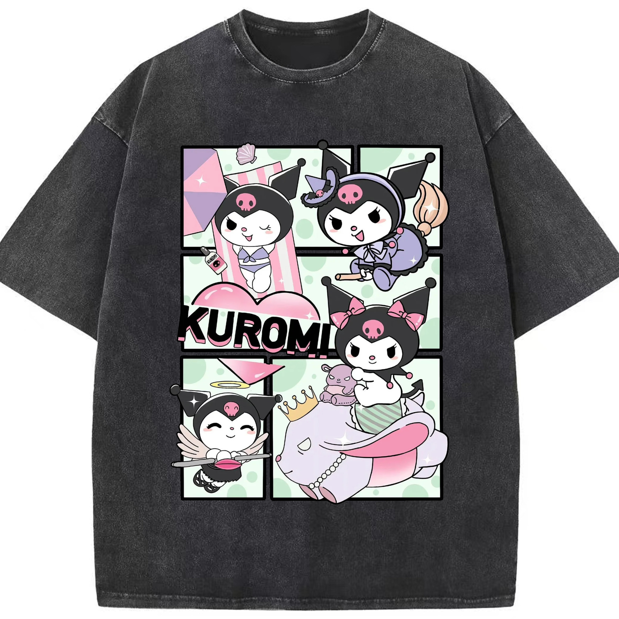 おもしろクロミ - 綿100％ ヴィンテージ風 半袖Tシャツ ・ フロントプリント ・ 柔らか肌触り ・ 通気性 快適 ・ スポーツ カジュアル 外出用