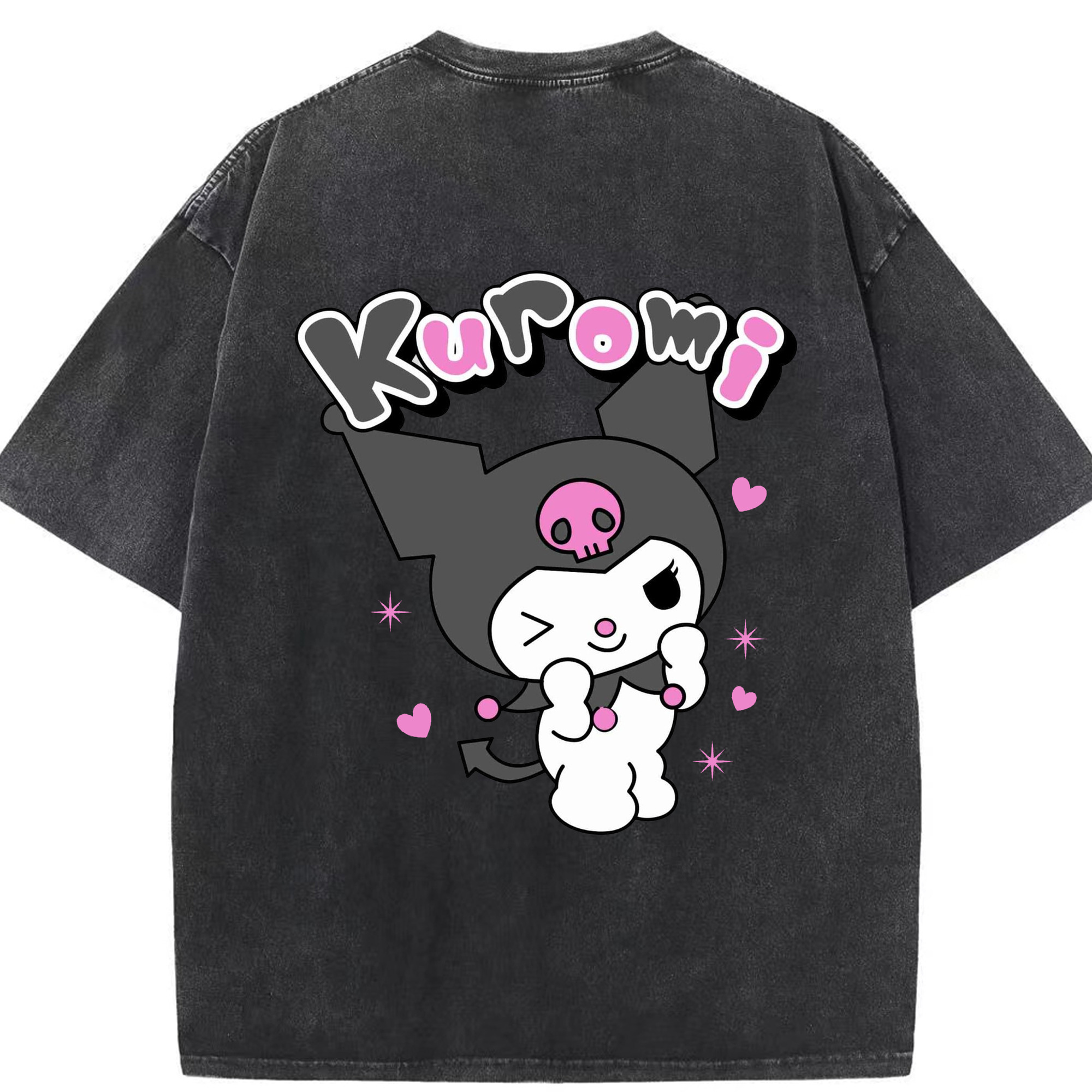 サンリオクロミ - 綿100％ ヴィンテージ風 半袖Tシャツ ・ 背面プリント ・ 柔らか肌触り ・ 通気性 快適 ・ スポーツ カジュアル 外出用