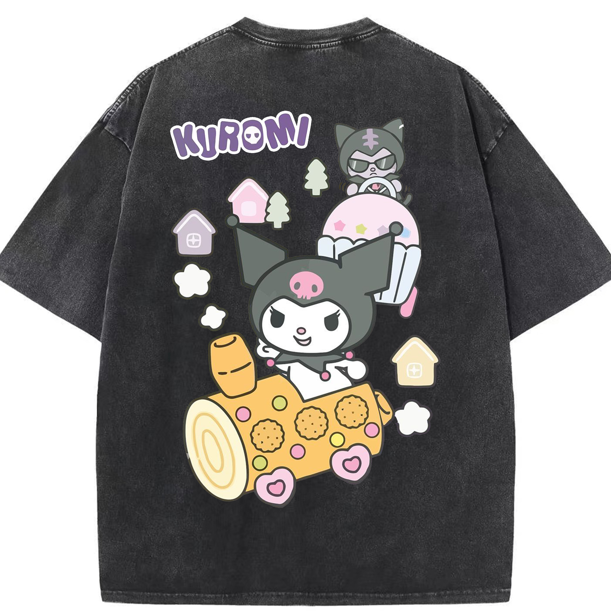 おもしろクロミ - 綿100％ ヴィンテージ風 半袖Tシャツ ・ 背面プリント ・ 柔らか肌触り ・ 通気性 快適 ・ スポーツ カジュアル 外出用