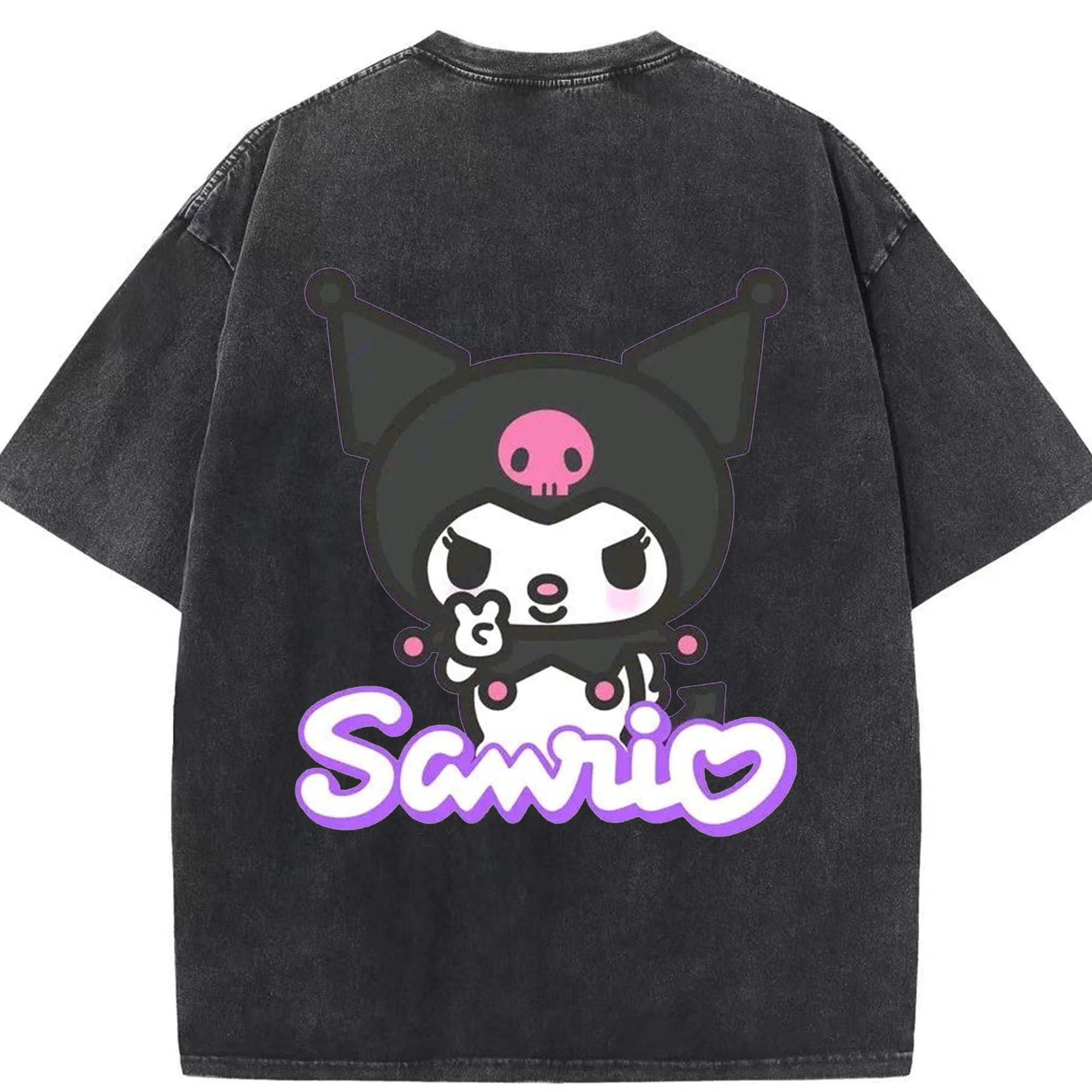 サンリオクロミ - 綿100％ ヴィンテージ風 半袖Tシャツ ・ 背面プリント ・ 柔らか肌触り ・ 通気性 快適 ・ スポーツ カジュアル 外出用