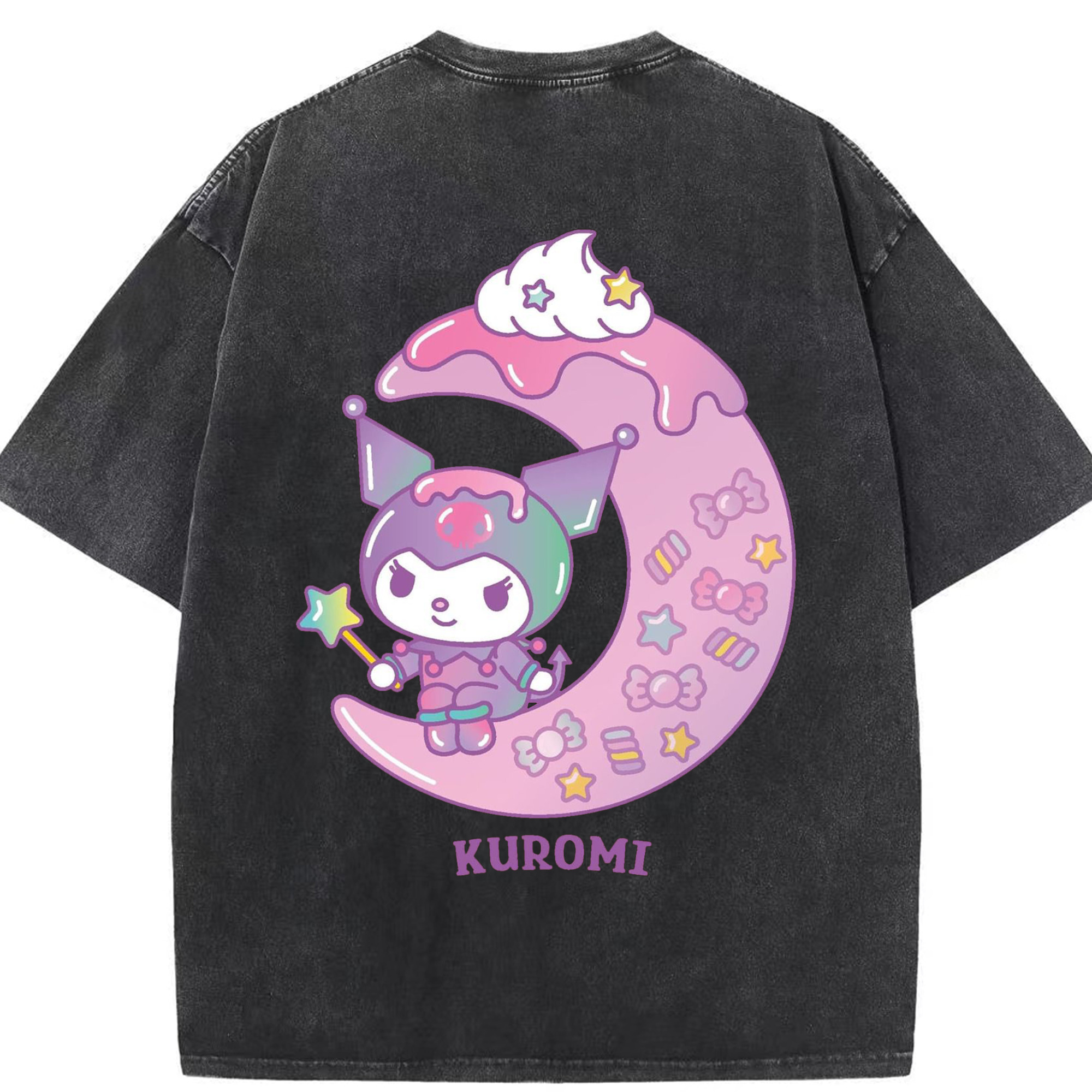 サンリオクロミ - 綿100％ ヴィンテージ風 半袖Tシャツ ・ 背面プリント ・ 柔らか肌触り ・ 通気性 快適 ・ スポーツ カジュアル 外出用