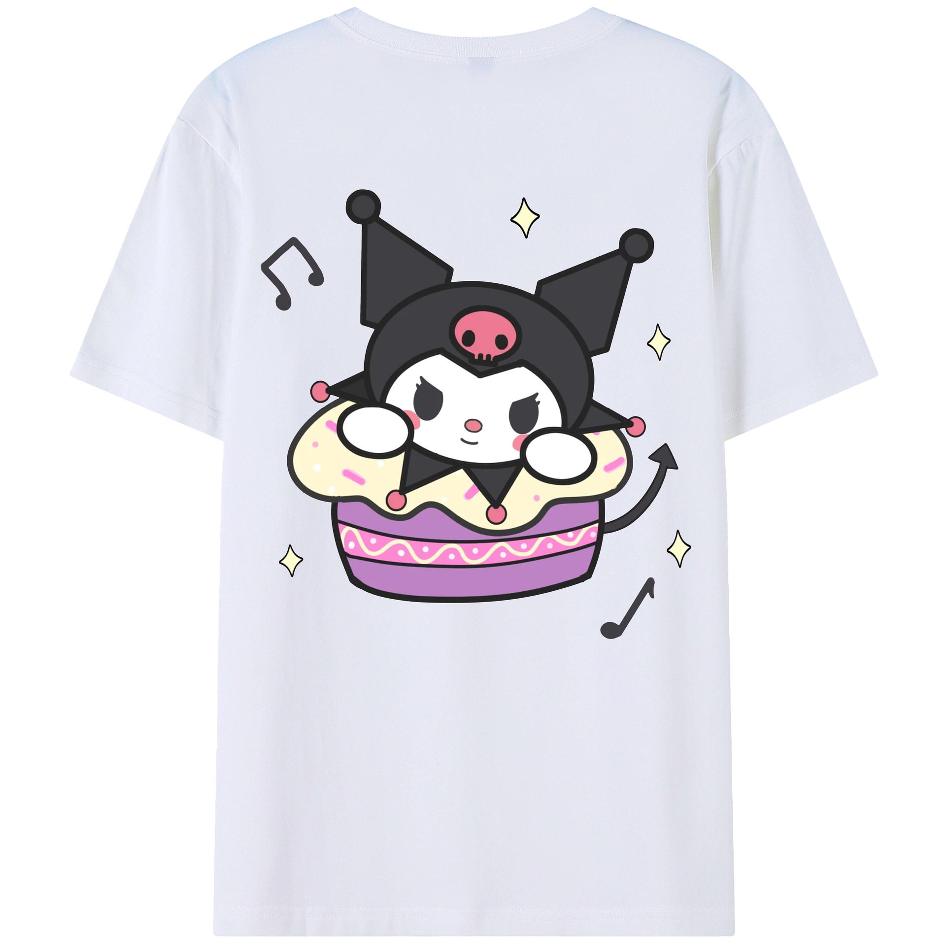 かわいいクロミ - レディース半袖Tシャツ ・ 綿100％ ・ バックプリント ・ 強化クルーネック ・ 二重折り袖口 ・ 快適 通気性 ・ フィットネス カジュアル 旅行用