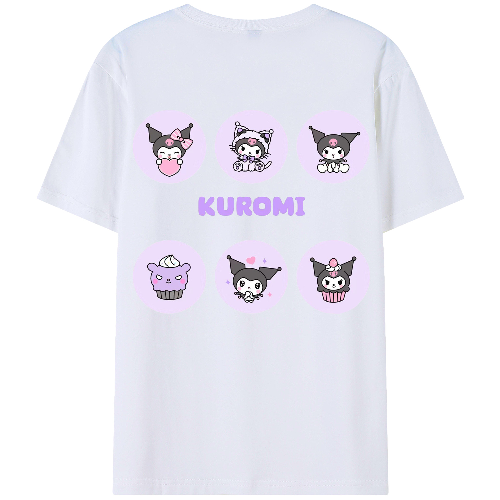 かわいいクロミ - レディース半袖Tシャツ ・ 綿100％ ・ バックプリント ・ 強化クルーネック ・ 二重折り袖口 ・ 快適 通気性 ・ フィットネス カジュアル 旅行用