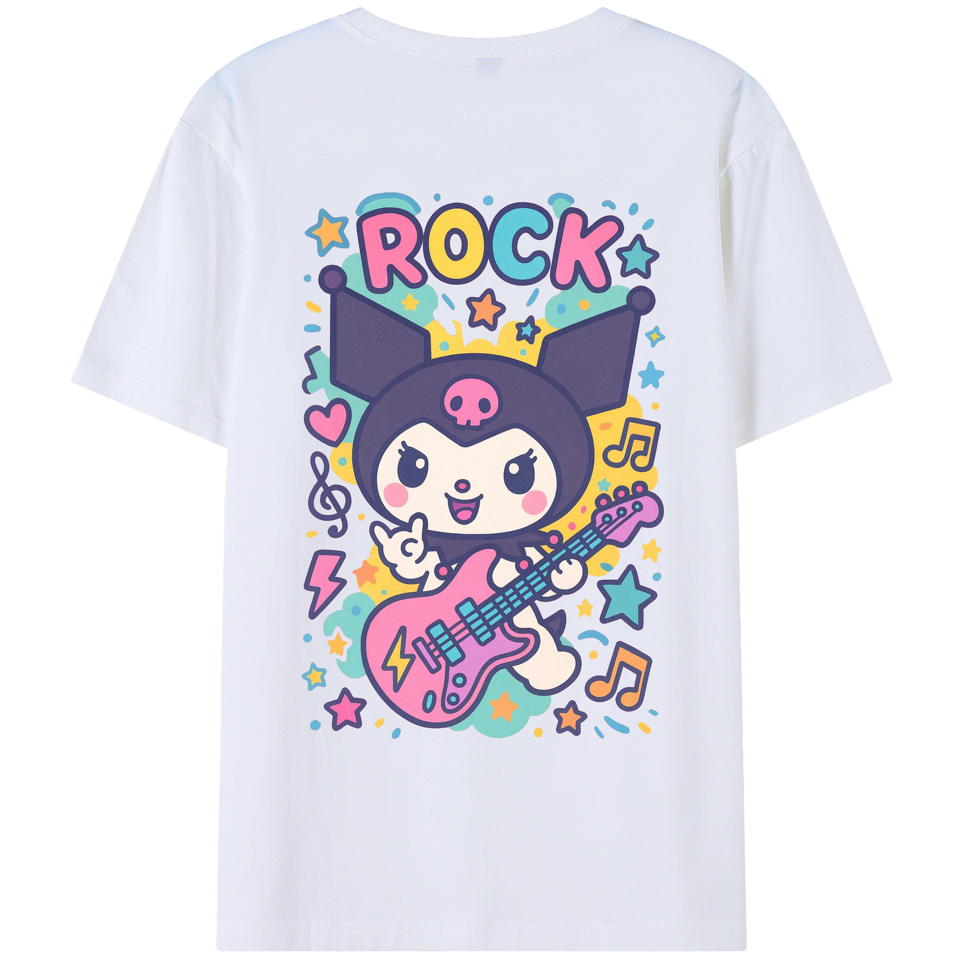 ロック風クロミ - レディース半袖Tシャツ ・ 綿100％ ・ バックプリント ・ 強化クルーネック ・ 二重折り袖口 ・ 快適 通気性 ・ フィットネス カジュアル 旅行用