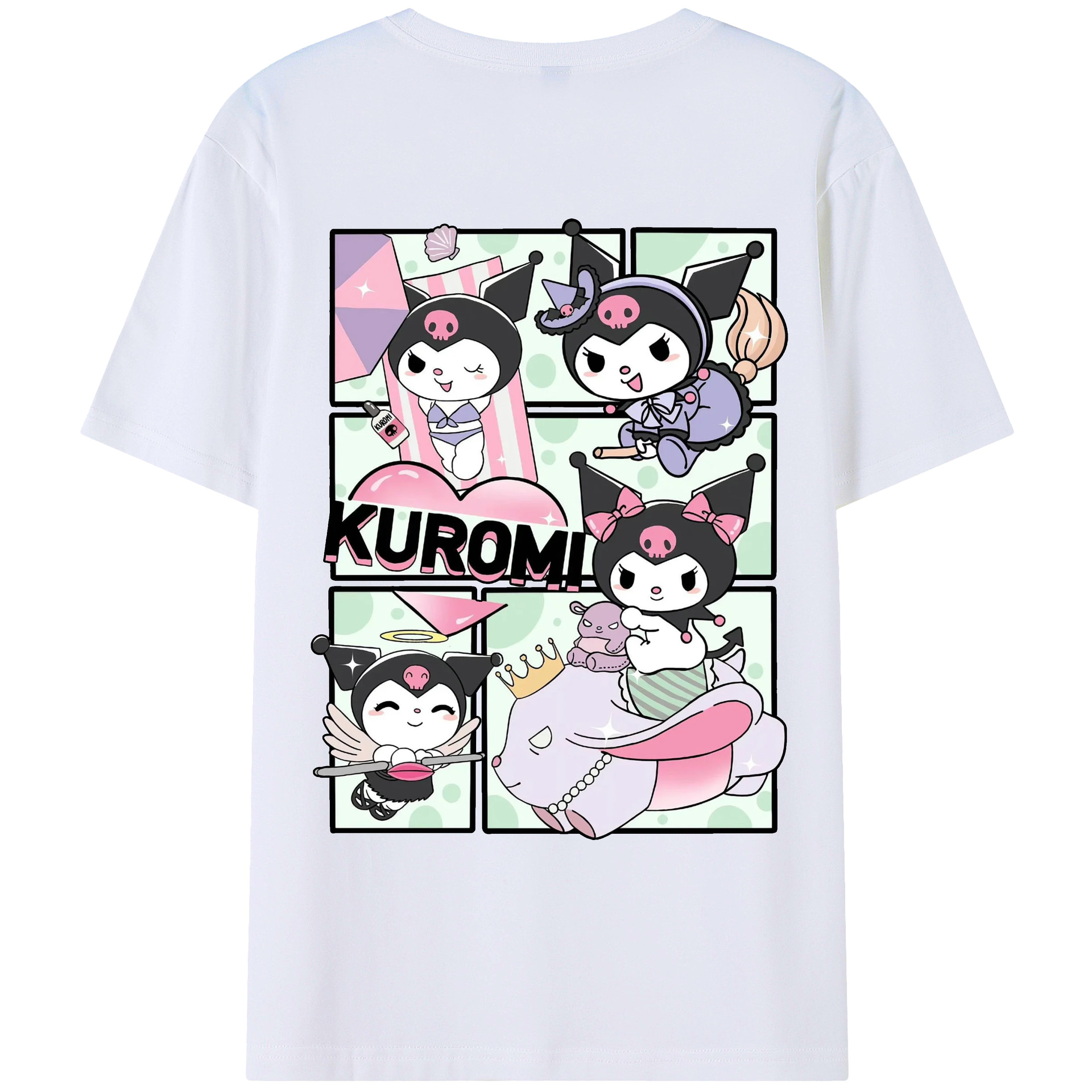 おもしろクロミ - レディース半袖Tシャツ ・ 綿100％ ・ バックプリント ・ 強化クルーネック ・ 二重折り袖口 ・ 快適 通気性 ・ フィットネス カジュアル 旅行用