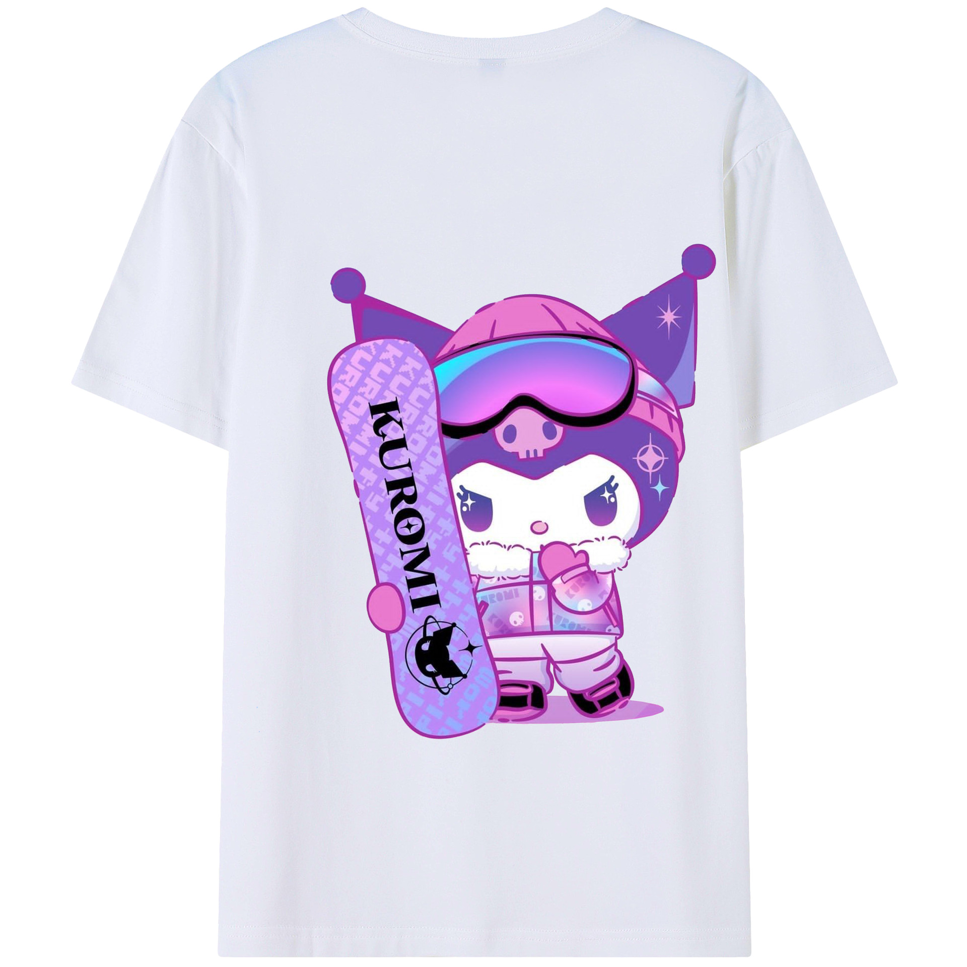 スケートボードクロミ - レディース半袖Tシャツ ・ 綿100％ ・ バックプリント ・ 強化クルーネック ・ 二重折り袖口 ・ 快適 通気性 ・ フィットネス カジュアル 旅行用
