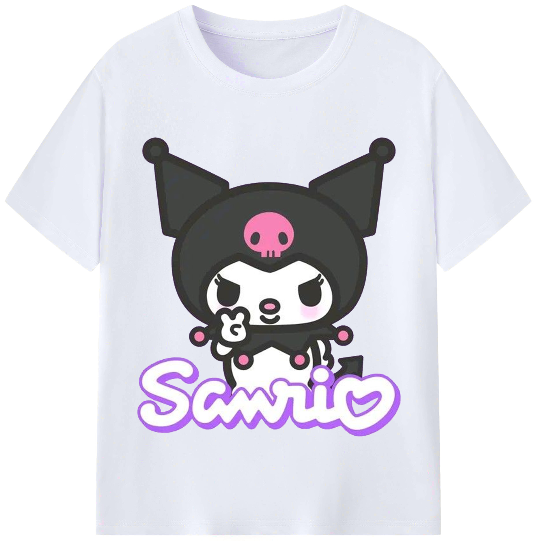 サンリオクロミ - レディースカジュアルプリントTシャツ ・ 綿100％ ・ クルーネック ・ フロントプリント ・ 柔らかく快適 ・ フィットネス カジュアル 旅行用