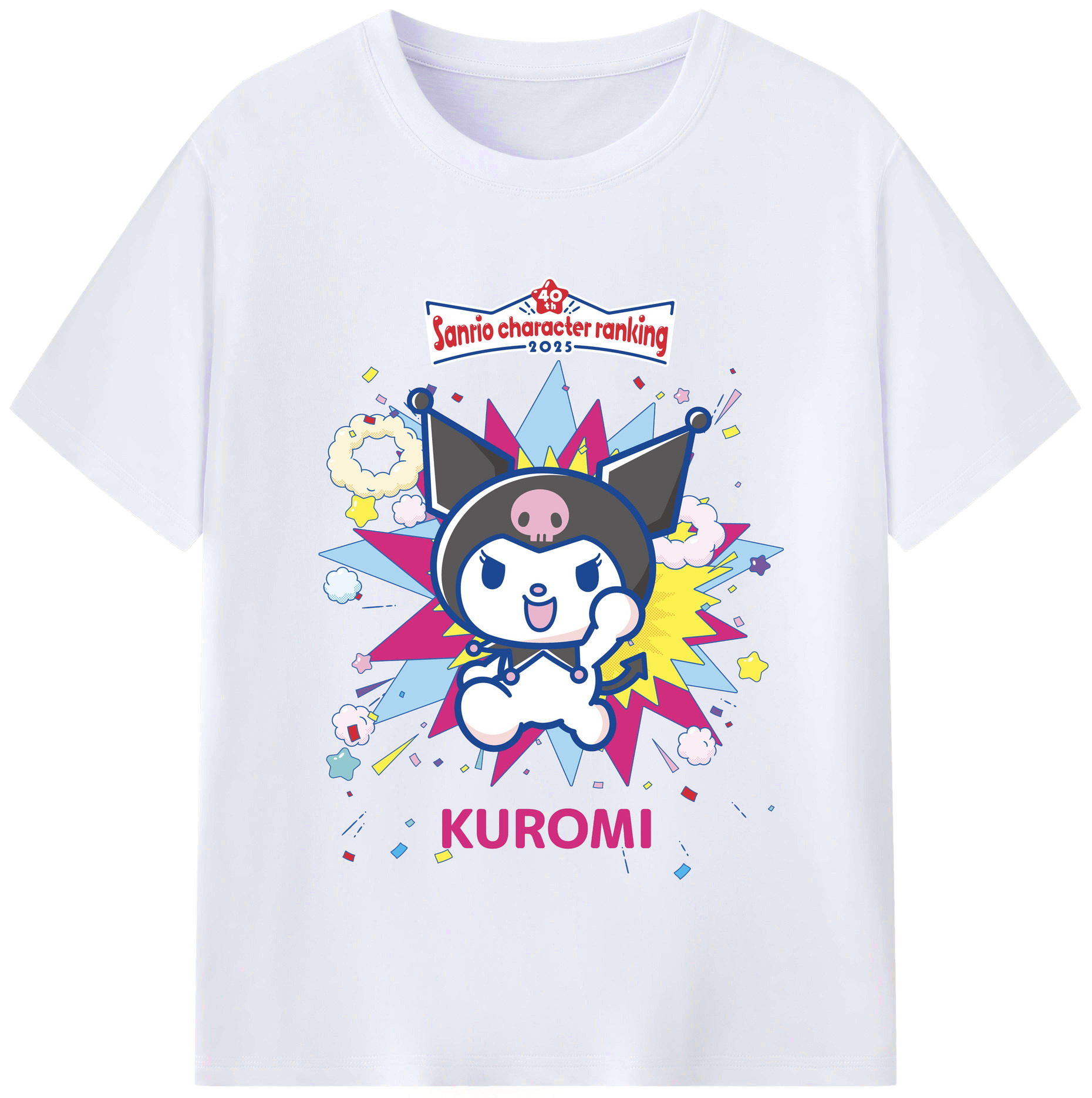 サンリオクロミ - レディースカジュアルプリントTシャツ ・ 綿100％ ・ クルーネック ・ フロントプリント ・ 柔らかく快適 ・ フィットネス カジュアル 旅行用