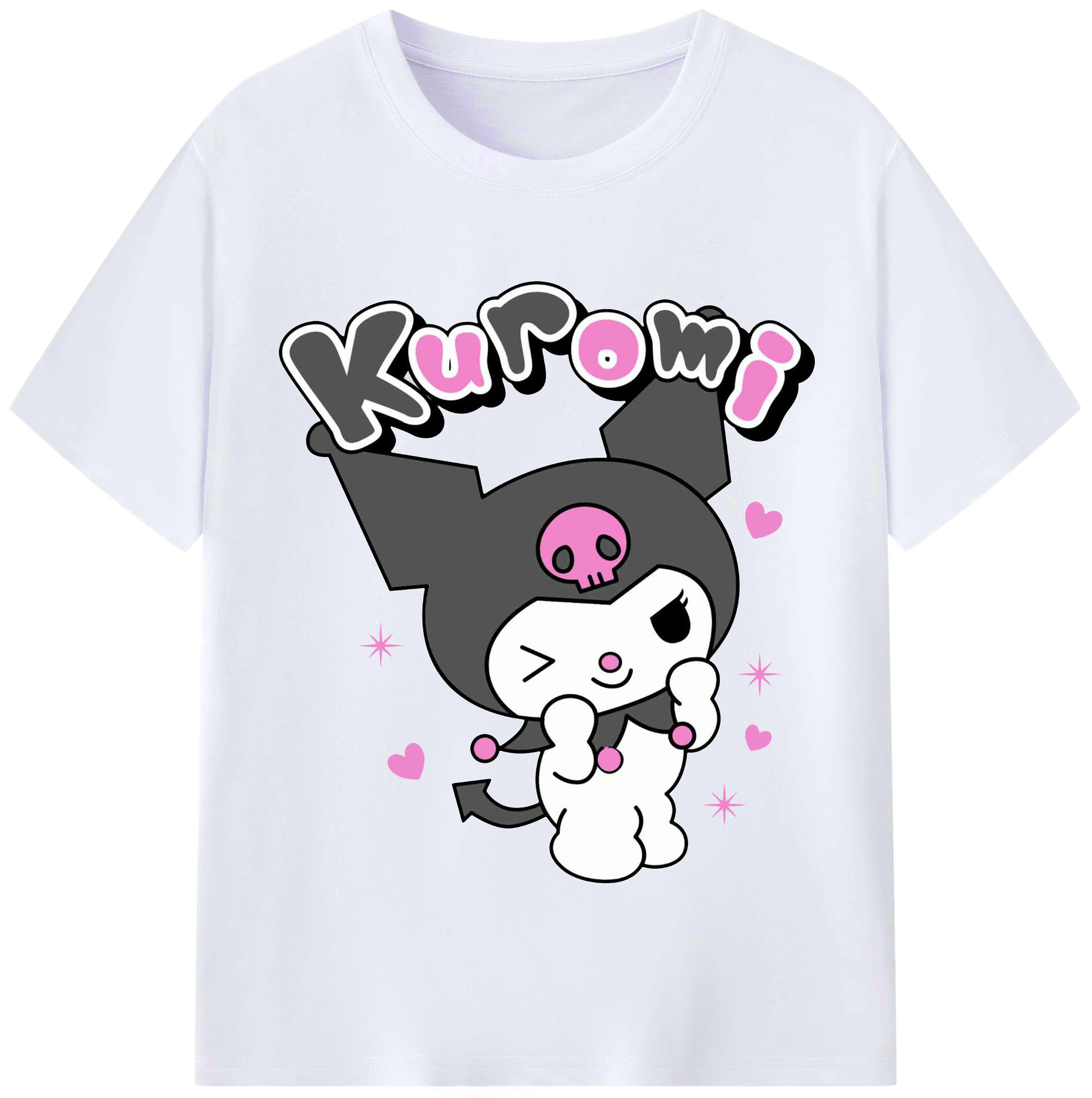 サンリオクロミ - レディースカジュアルプリントTシャツ ・ 綿100％ ・ クルーネック ・ フロントプリント ・ 柔らかく快適 ・ フィットネス カジュアル 旅行用