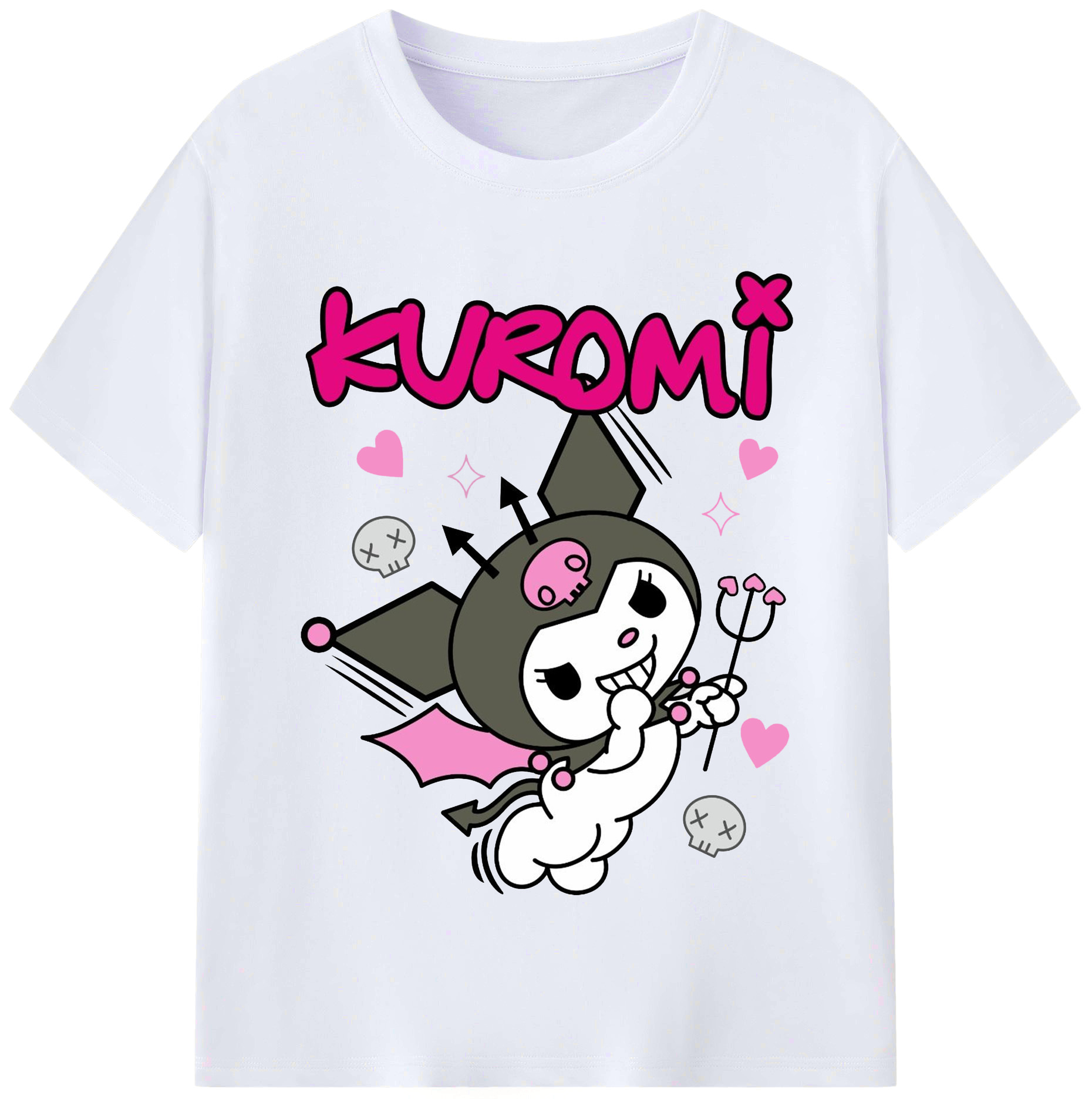 サンリオクロミ - レディースカジュアルプリントTシャツ ・ 綿100％ ・ クルーネック ・ フロントプリント ・ 柔らかく快適 ・ フィットネス カジュアル 旅行用