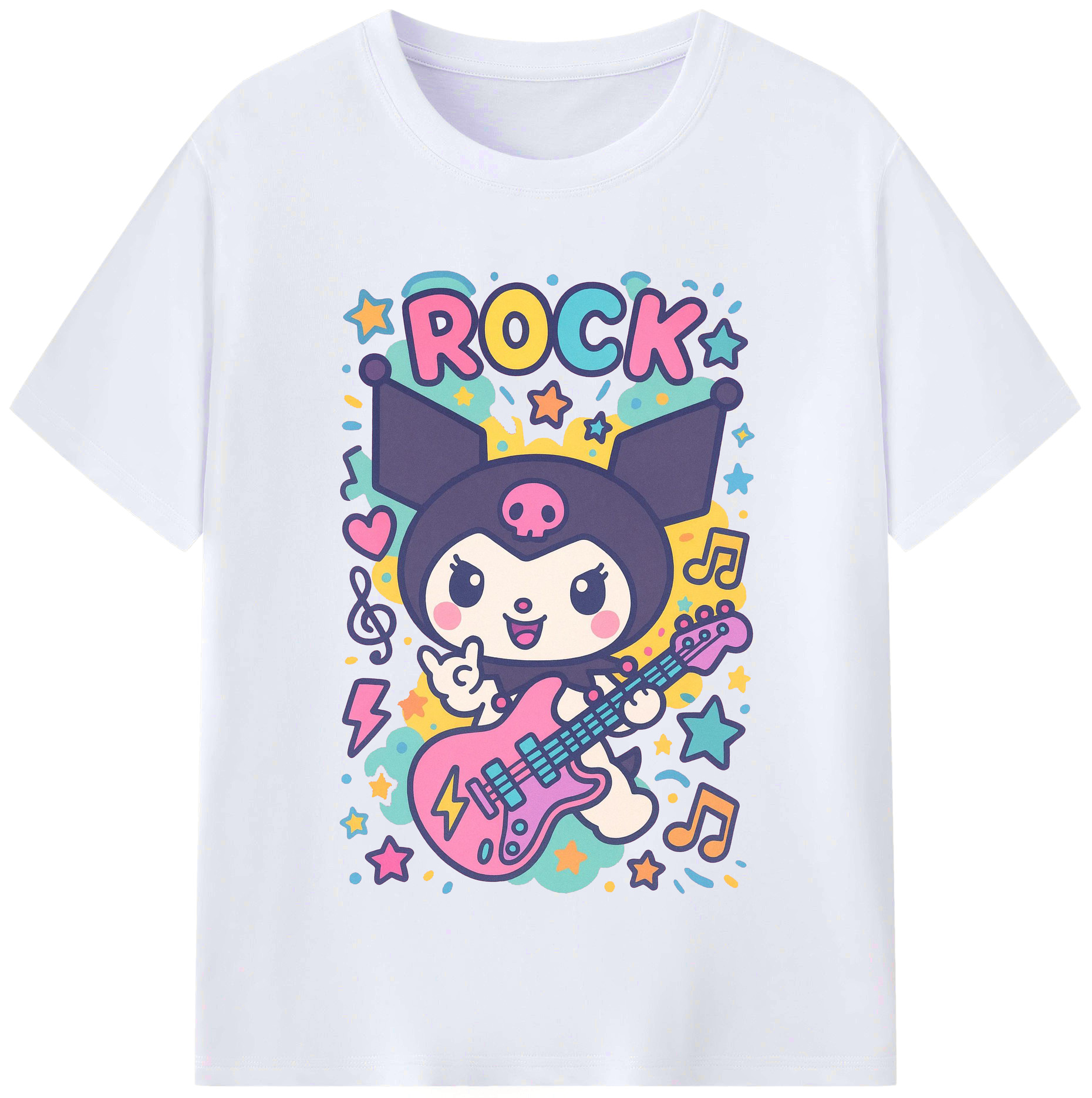 ロック風クロミ - レディースカジュアルプリントTシャツ ・ 綿100％ ・ クルーネック ・ フロントプリント ・ 柔らかく快適 ・ フィットネス カジュアル 旅行用