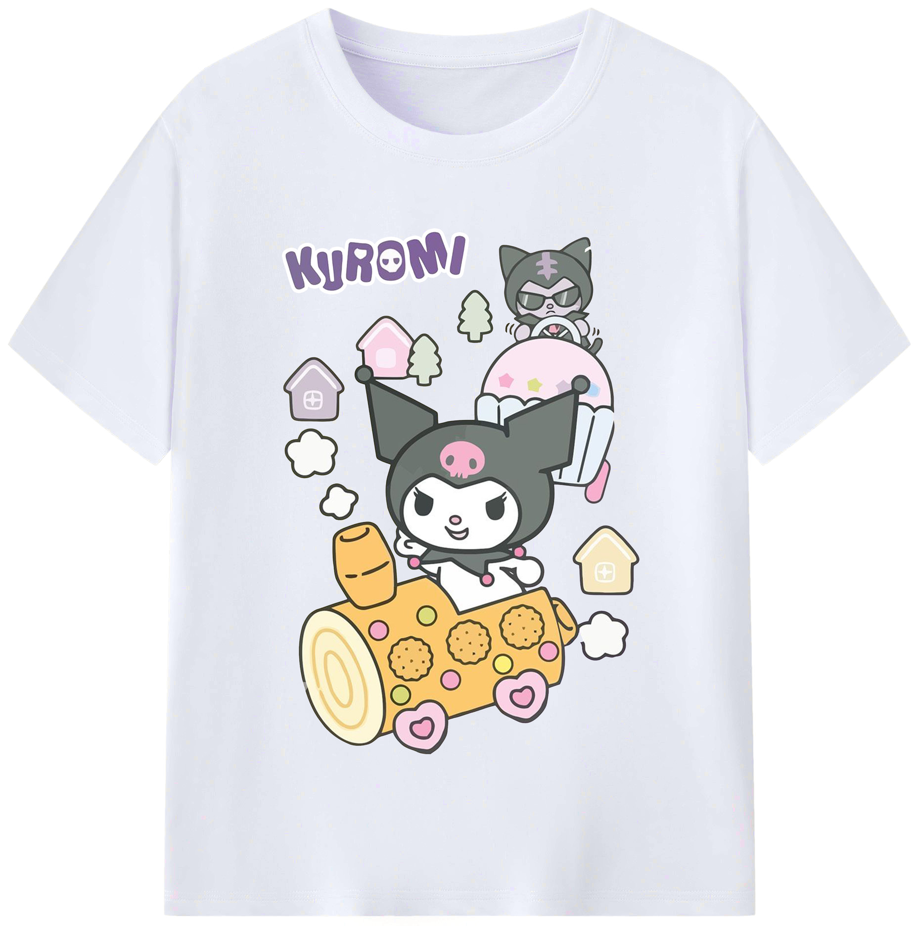 おもしろクロミ - レディースカジュアルプリントTシャツ ・ 綿100％ ・ クルーネック ・ フロントプリント ・ 柔らかく快適 ・ フィットネス カジュアル 旅行用