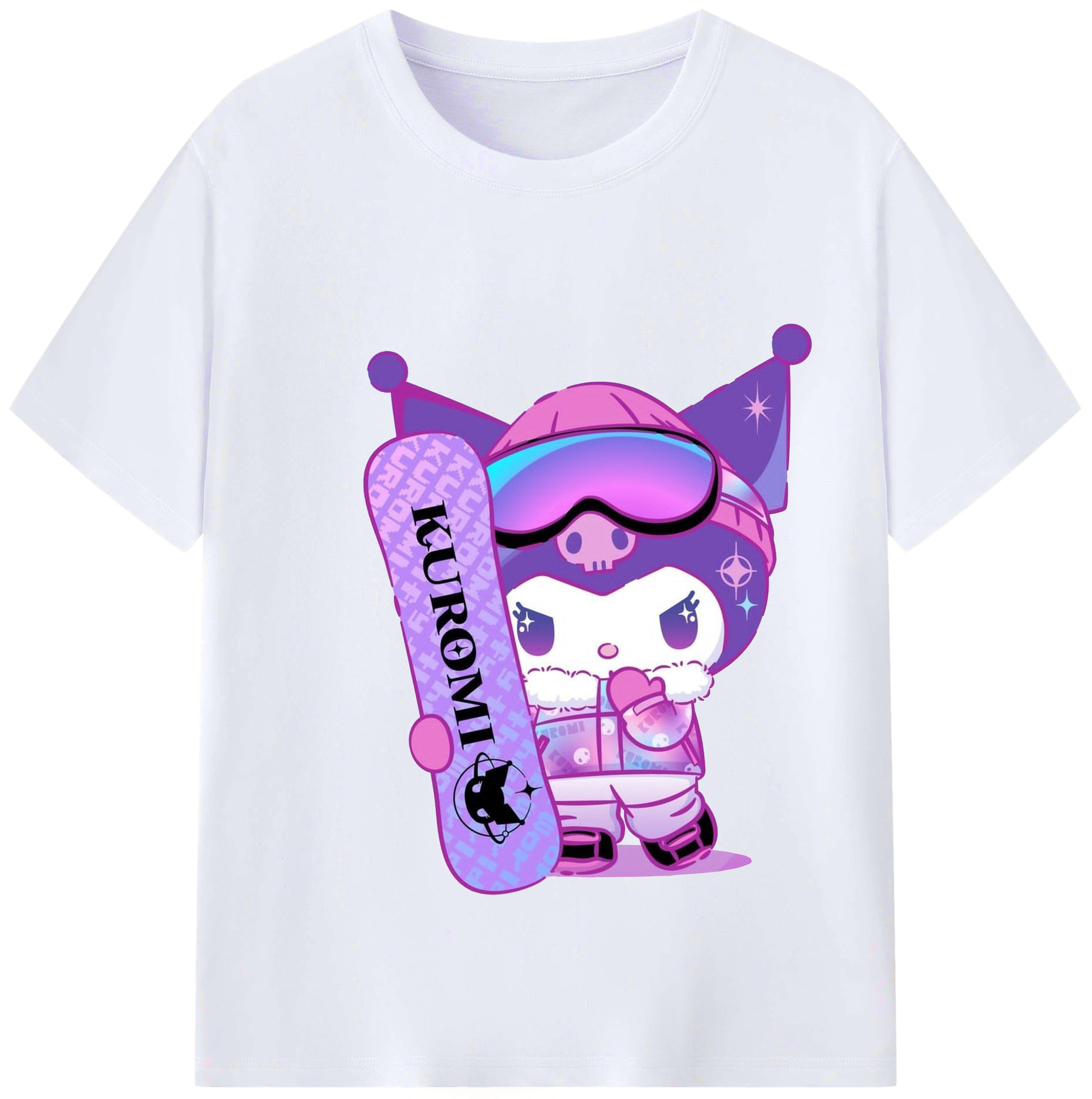 スケートボードクロミ - レディースカジュアルプリントTシャツ ・ 綿100％ ・ クルーネック ・ フロントプリント ・ 柔らかく快適 ・ フィットネス カジュアル 旅行用