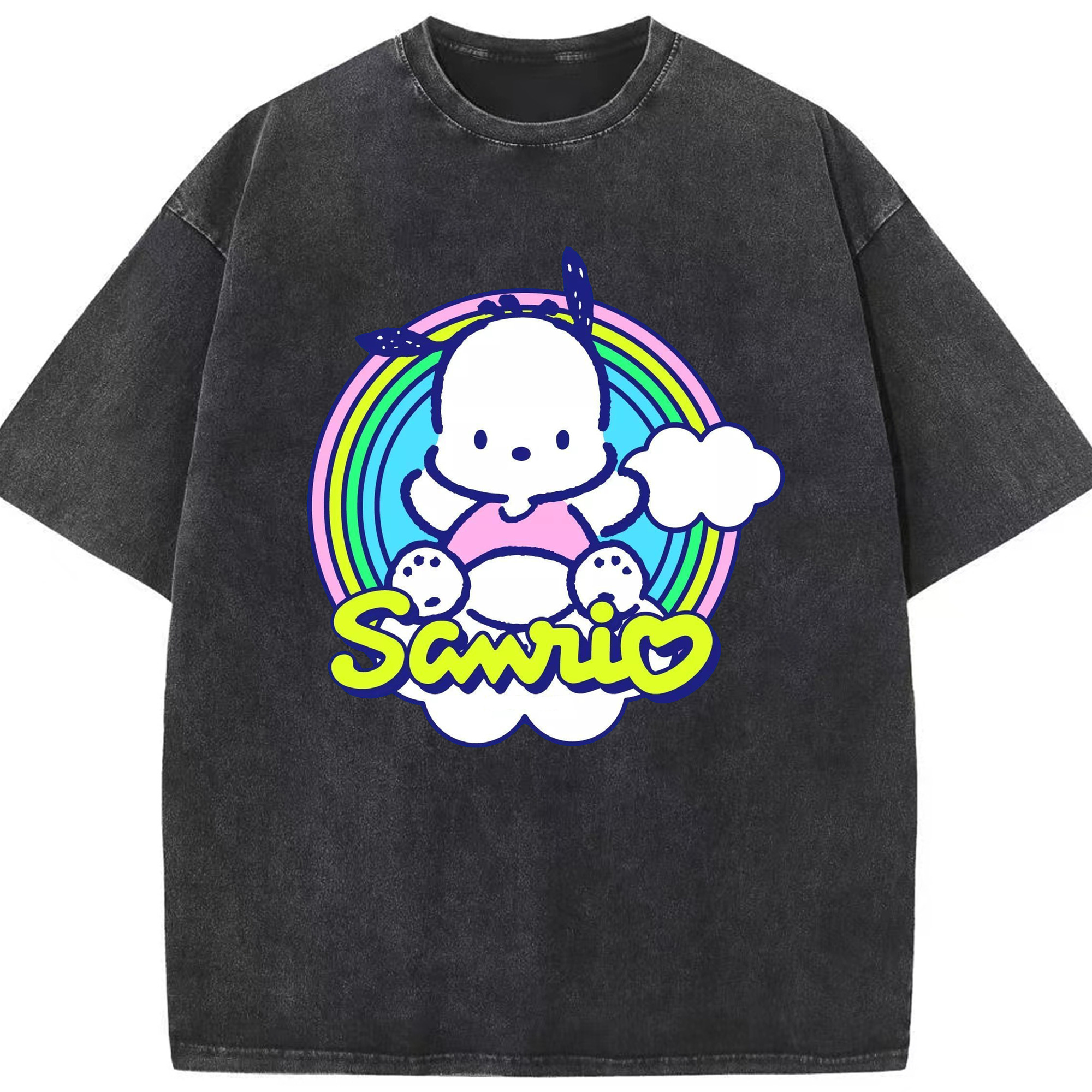 サンリオポチャッコ - 綿100％ ヴィンテージ風 半袖Tシャツ ・ フロントプリント ・ 柔らか肌触り ・ 通気性 快適 ・ スポーツ カジュアル 外出用