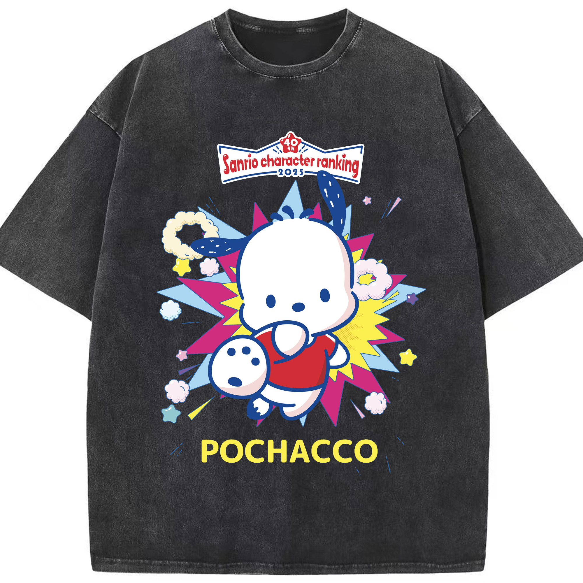 サンリオポチャッコ - 綿100％ ヴィンテージ風 半袖Tシャツ ・ フロントプリント ・ 柔らか肌触り ・ 通気性 快適 ・ スポーツ カジュアル 外出用