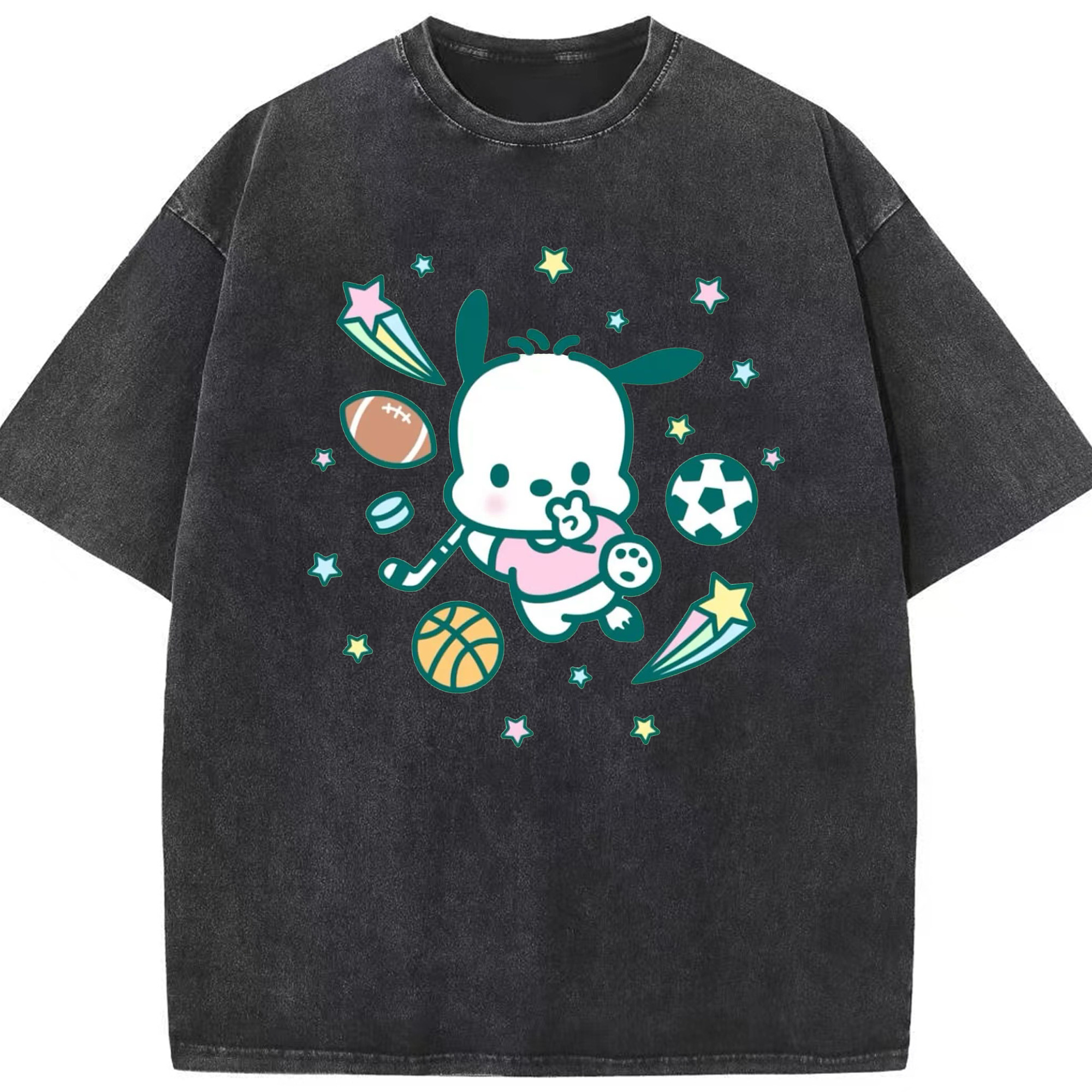 スポーツパッチャコ - 綿100％ ヴィンテージ風 半袖Tシャツ ・ フロントプリント ・ 柔らか肌触り ・ 通気性 快適 ・ スポーツ カジュアル 外出用