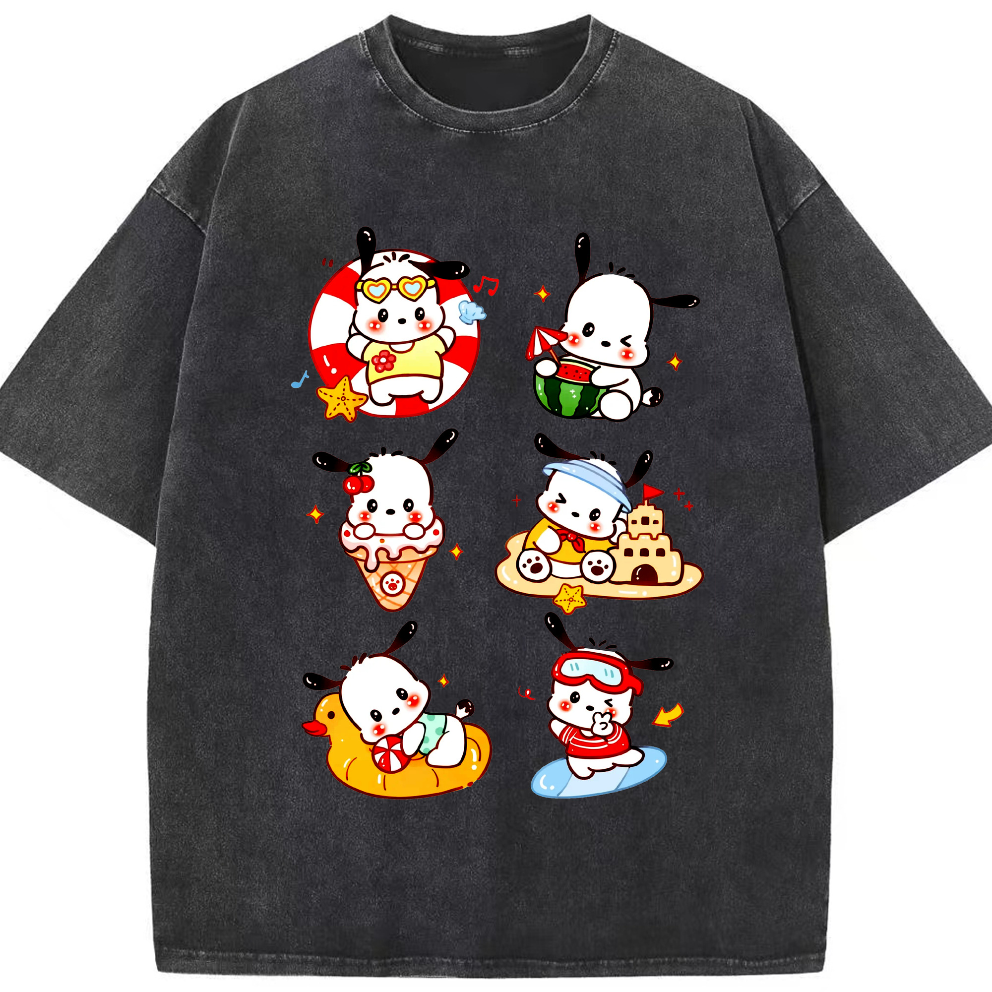 かわいいパッチャコ - 綿100％ ヴィンテージ風 半袖Tシャツ ・ フロントプリント ・ 柔らか肌触り ・ 通気性 快適 ・ スポーツ カジュアル 外出用