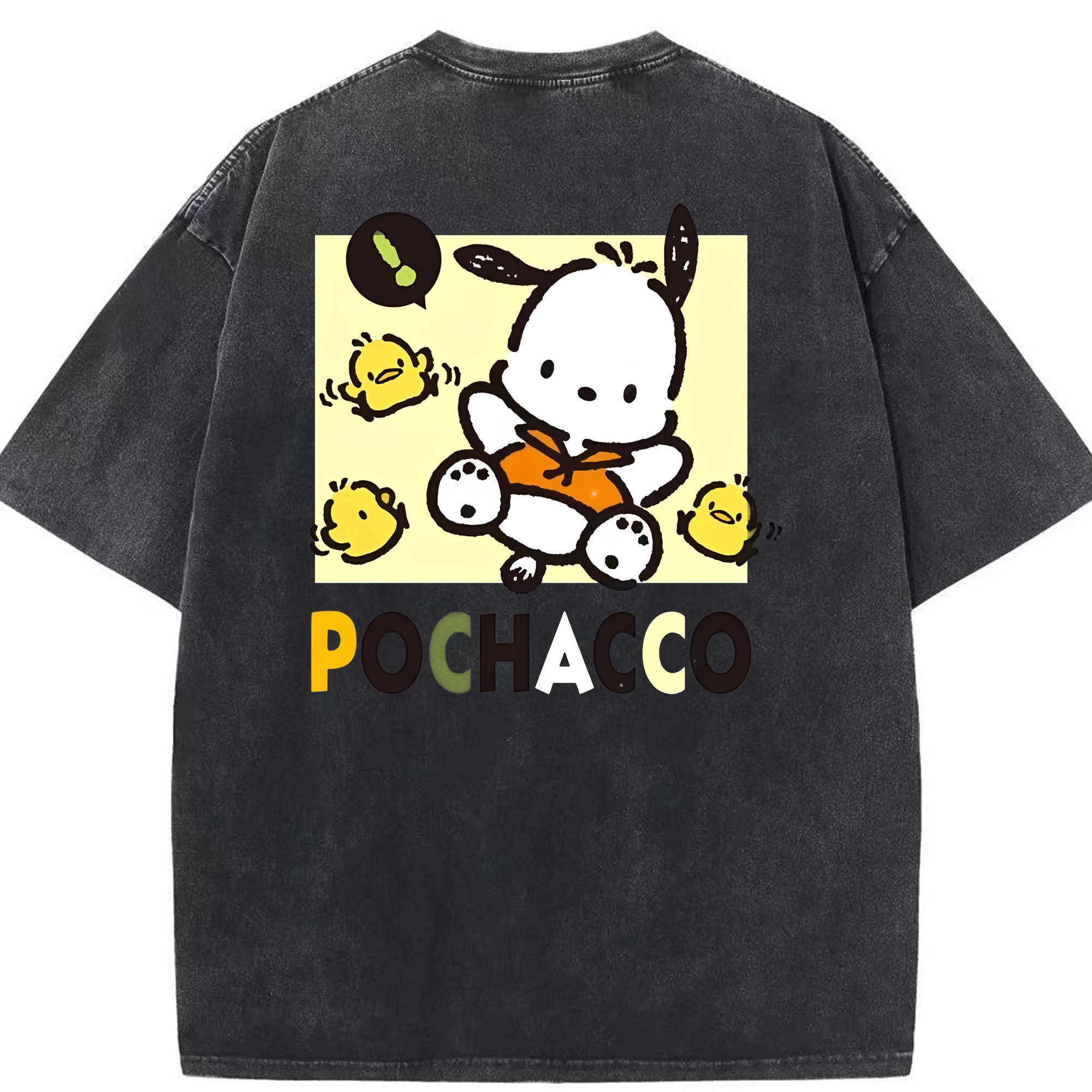 サンリオポチャッコ - 綿100％ ヴィンテージ風 半袖Tシャツ ・ 背面プリント ・ 柔らか肌触り ・ 通気性 快適 ・ スポーツ カジュアル 外出用