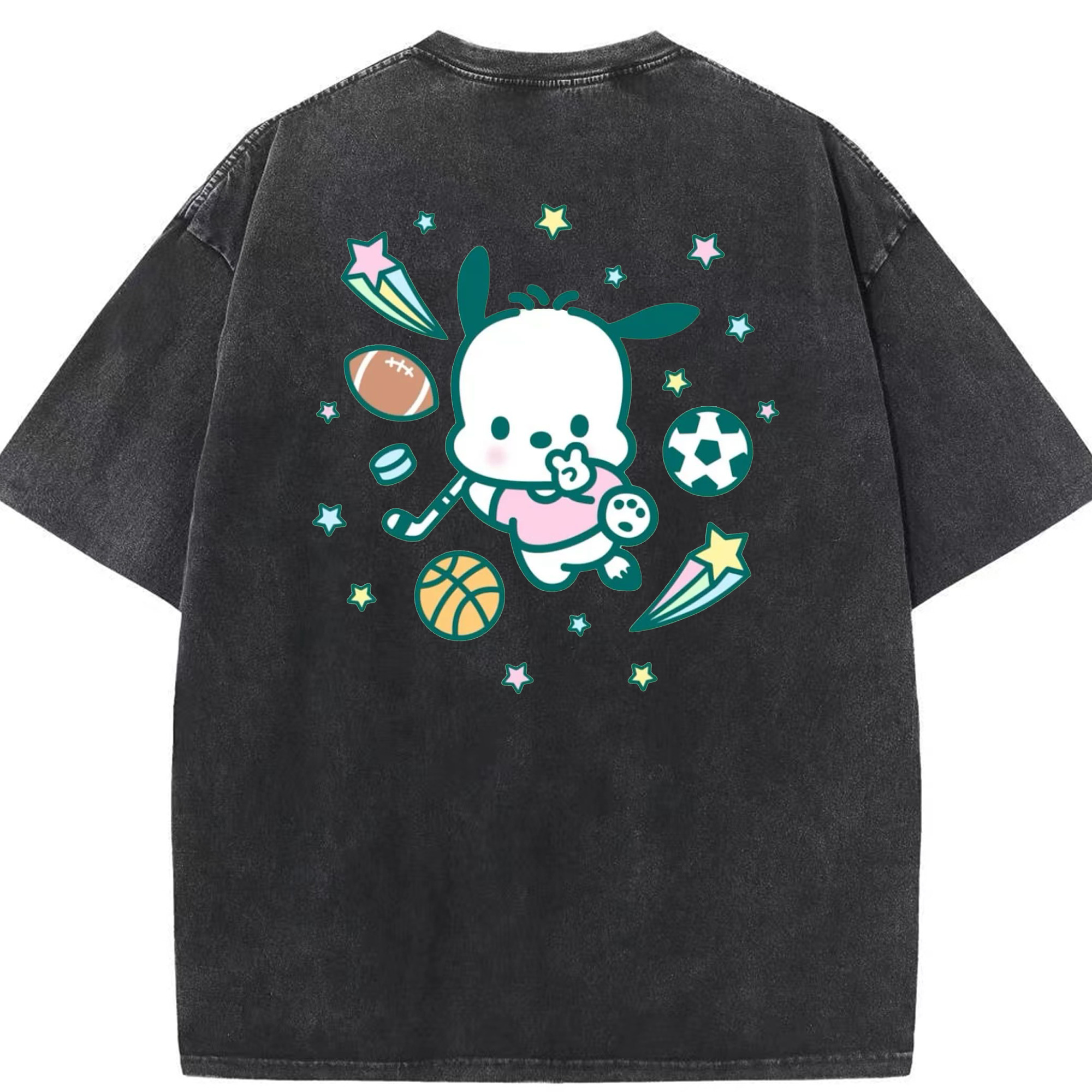 スポーツパッチャコ - 綿100％ ヴィンテージ風 半袖Tシャツ ・ 背面プリント ・ 柔らか肌触り ・ 通気性 快適 ・ スポーツ カジュアル 外出用