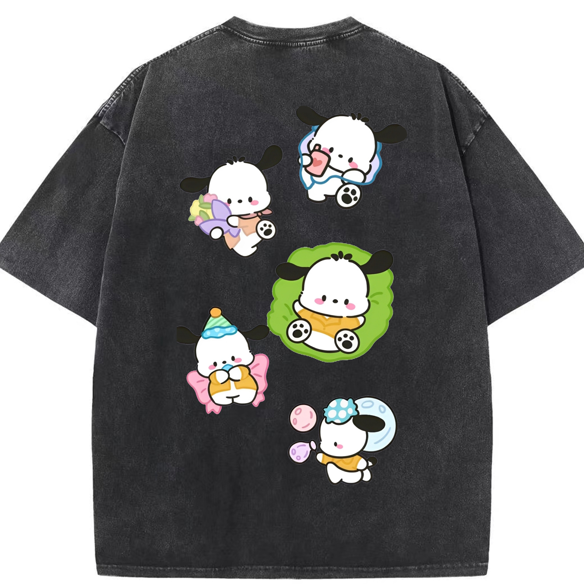 かわいいパッチャコ - 綿100％ ヴィンテージ風 半袖Tシャツ ・ 背面プリント ・ 柔らか肌触り ・ 通気性 快適 ・ スポーツ カジュアル 外出用
