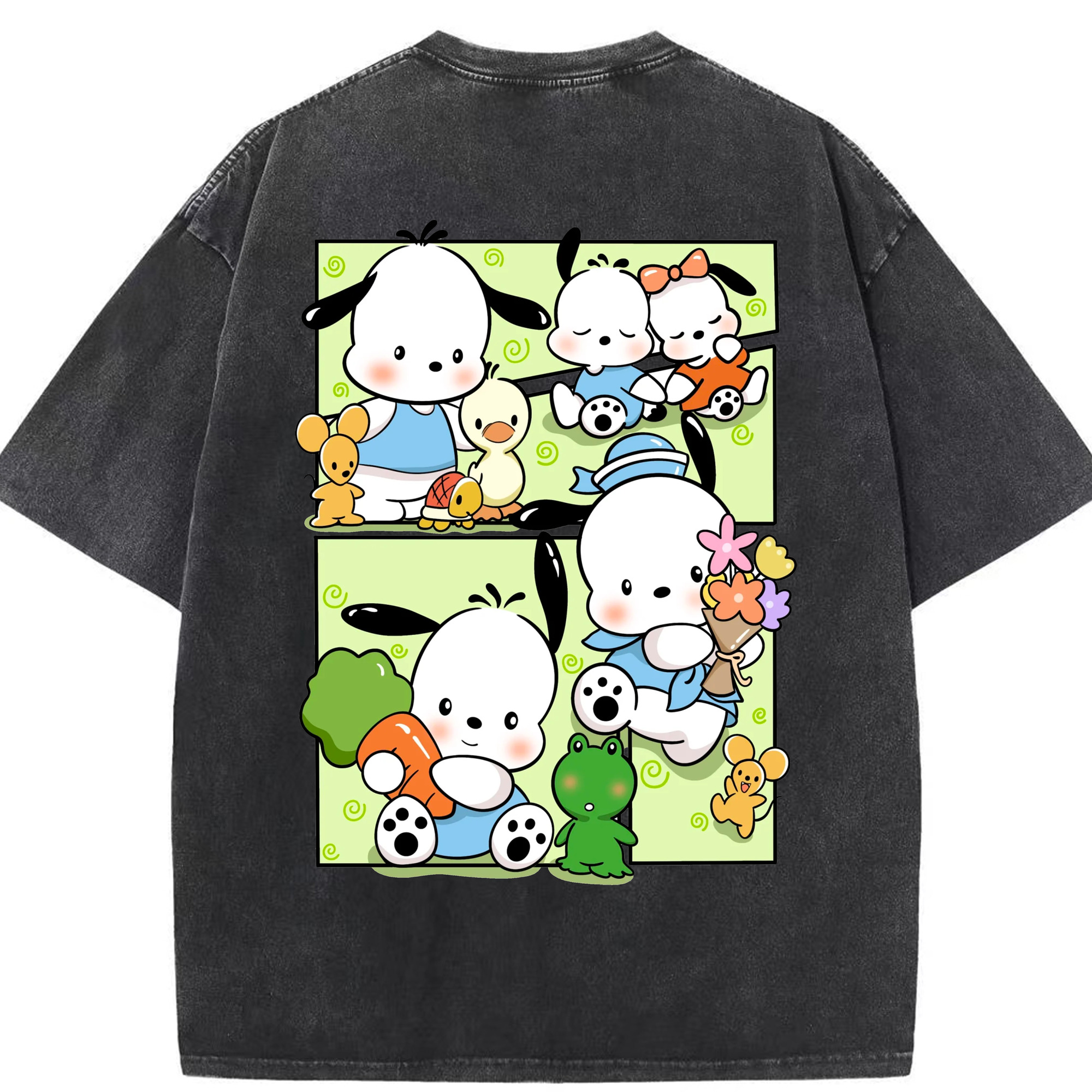 おもしろパッチャコ - 綿100％ ヴィンテージ風 半袖Tシャツ ・ 背面プリント ・ 柔らか肌触り ・ 通気性 快適 ・ スポーツ カジュアル 外出用