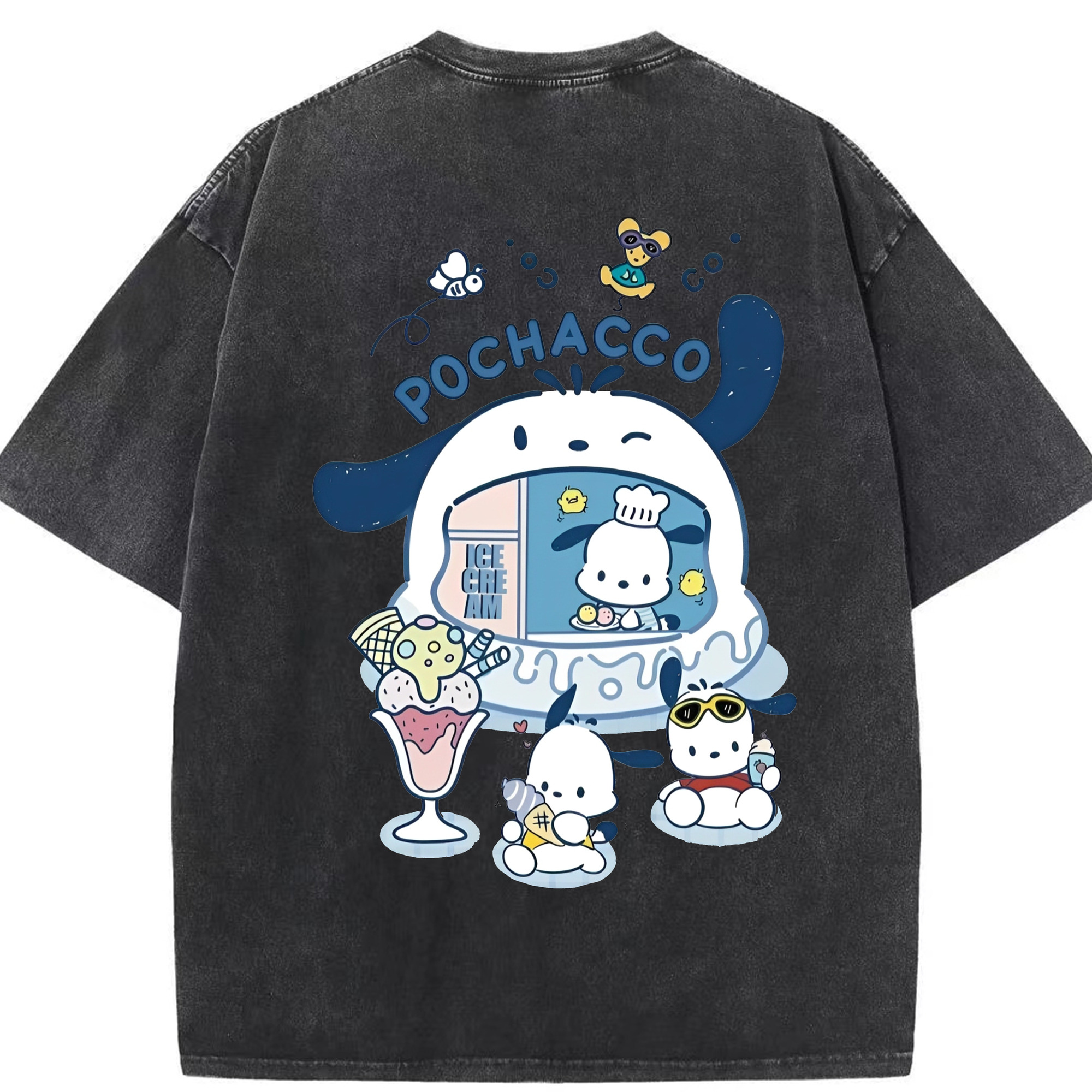 おもしろパッチャコ - 綿100％ ヴィンテージ風 半袖Tシャツ ・ 背面プリント ・ 柔らか肌触り ・ 通気性 快適 ・ スポーツ カジュアル 外出用