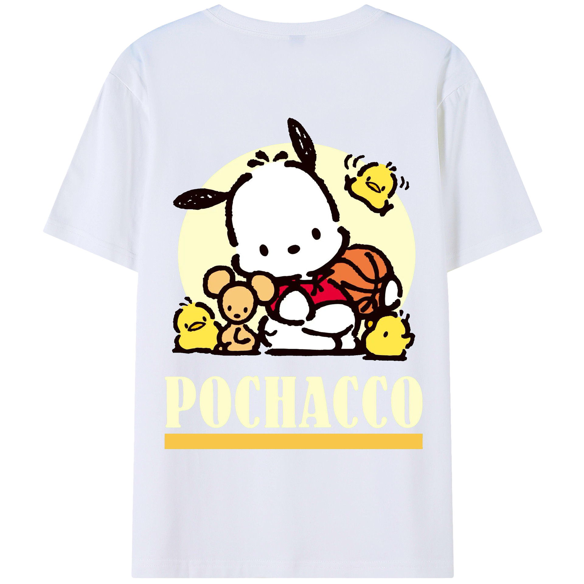 かわいいパッチャコ - レディース半袖Tシャツ ・ 綿100％ ・ バックプリント ・ 強化クルーネック ・ 二重折り袖口 ・ 快適 通気性 ・ フィットネス カジュアル 旅行用