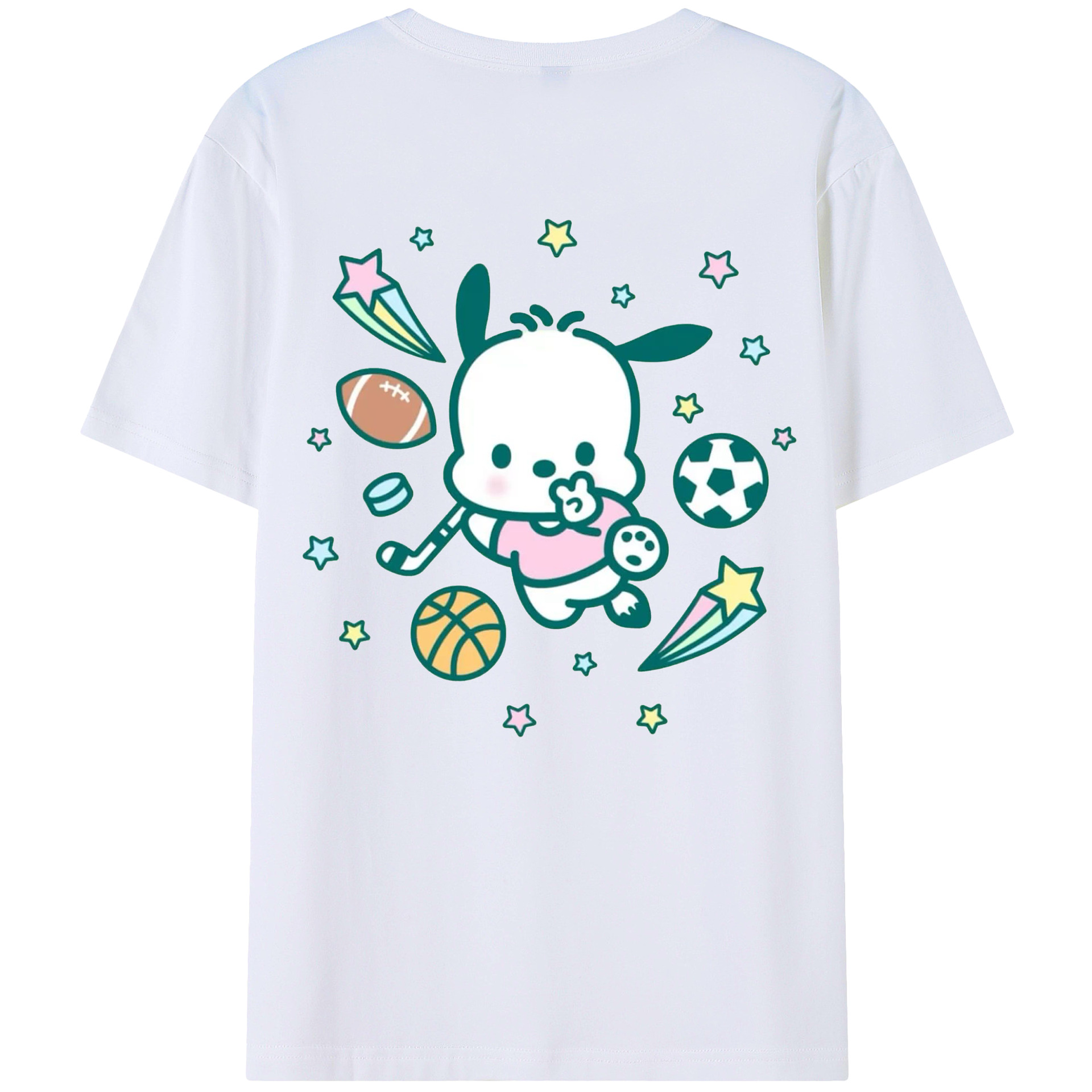 スポーツパッチャコ - レディース半袖Tシャツ ・ 綿100％ ・ バックプリント ・ 強化クルーネック ・ 二重折り袖口 ・ 快適 通気性 ・ フィットネス カジュアル 旅行用