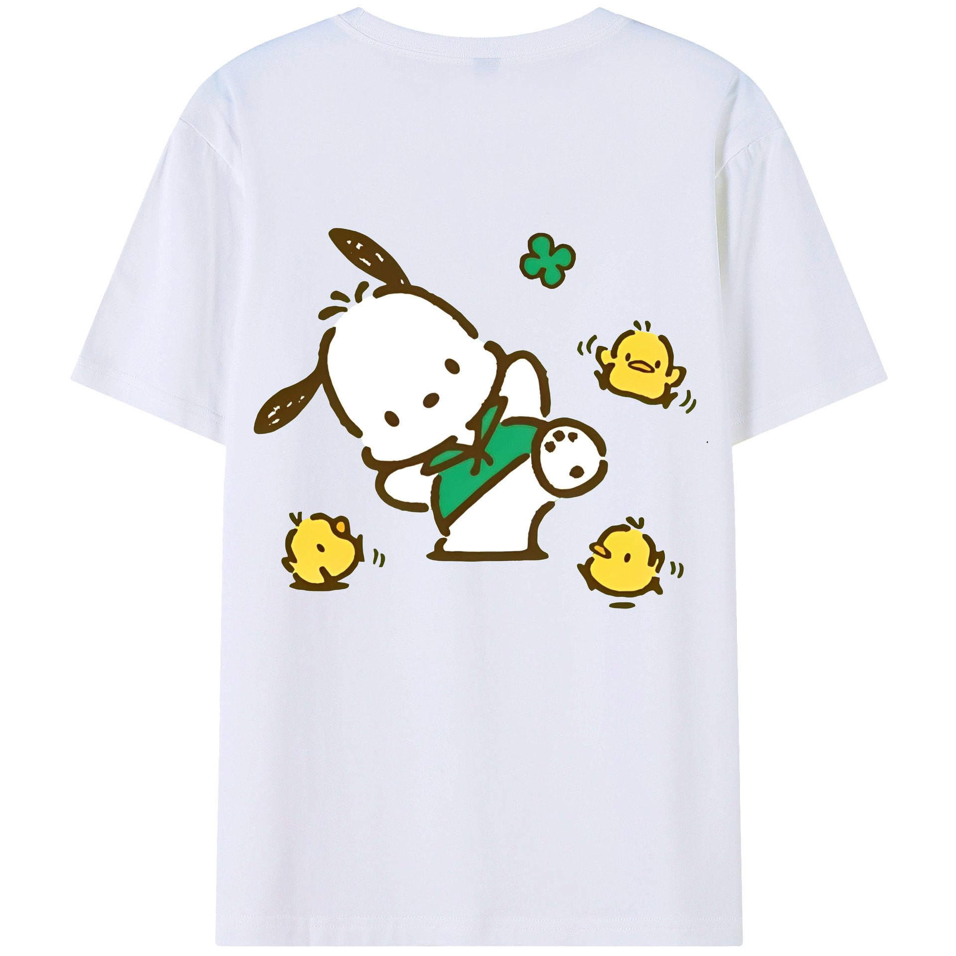 おもしろパッチャコ - レディース半袖Tシャツ ・ 綿100％ ・ バックプリント ・ 強化クルーネック ・ 二重折り袖口 ・ 快適 通気性 ・ フィットネス カジュアル 旅行用