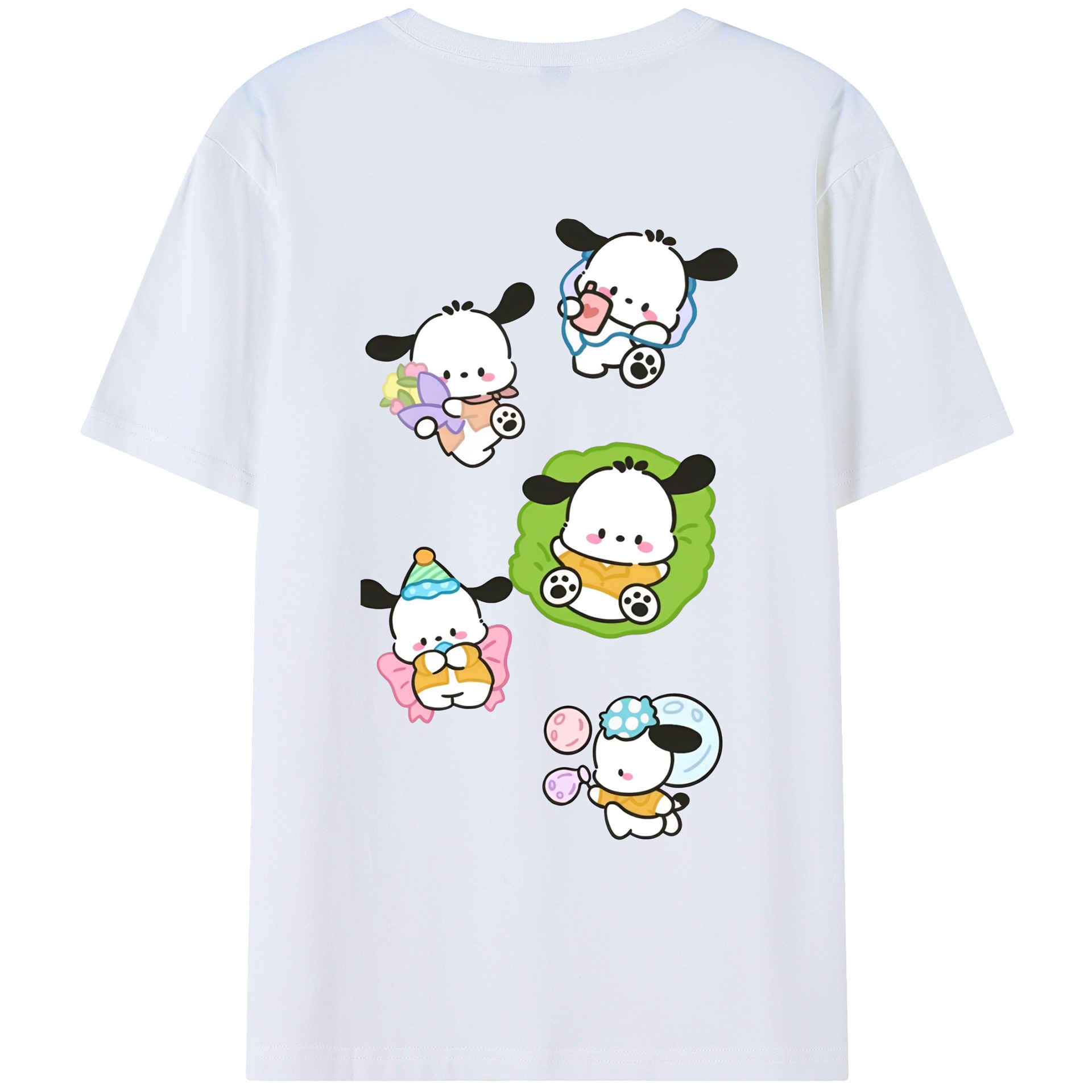 かわいいパッチャコ - レディース半袖Tシャツ ・ 綿100％ ・ バックプリント ・ 強化クルーネック ・ 二重折り袖口 ・ 快適 通気性 ・ フィットネス カジュアル 旅行用