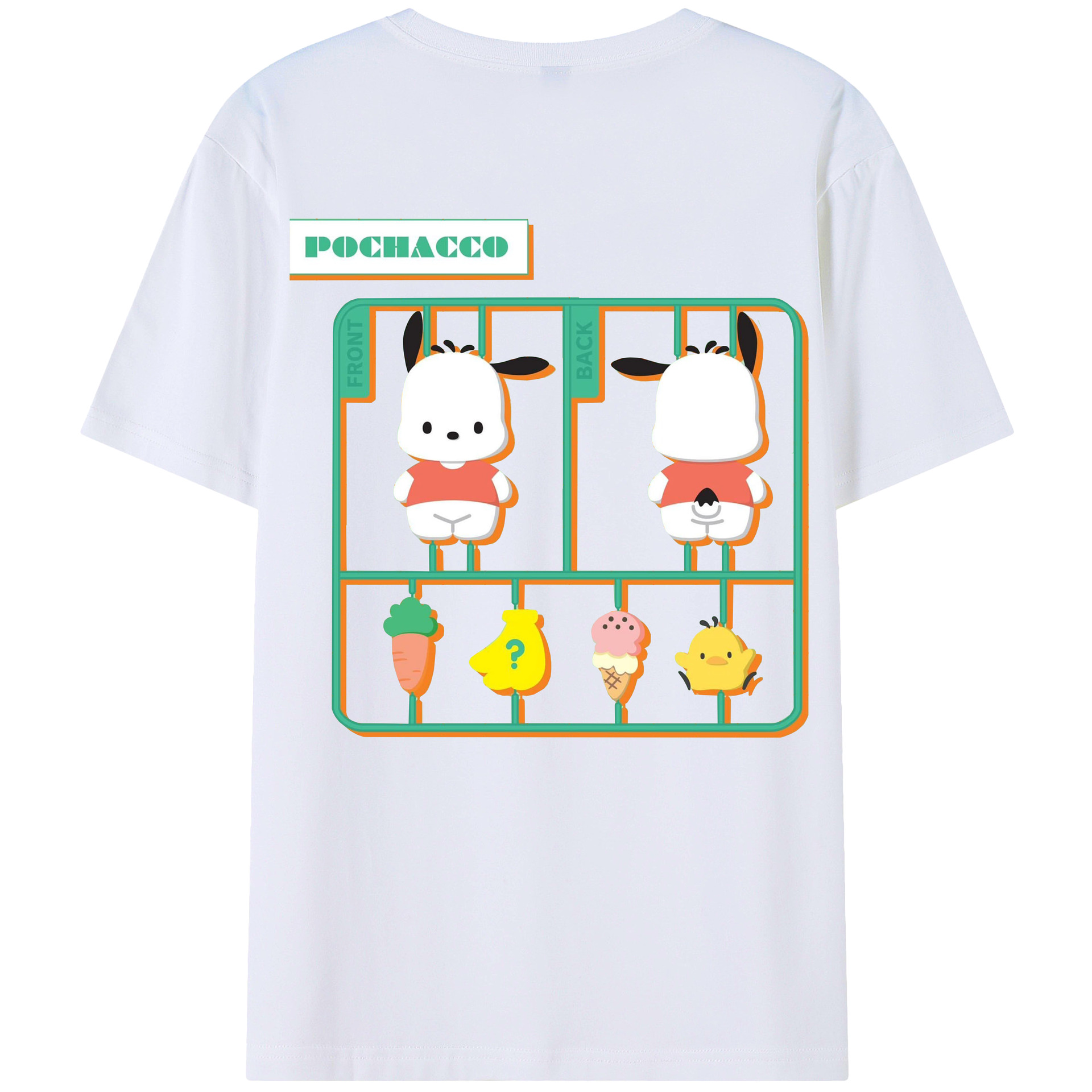 おもしろパッチャコ - レディース半袖Tシャツ ・ 綿100％ ・ バックプリント ・ 強化クルーネック ・ 二重折り袖口 ・ 快適 通気性 ・ フィットネス カジュアル 旅行用